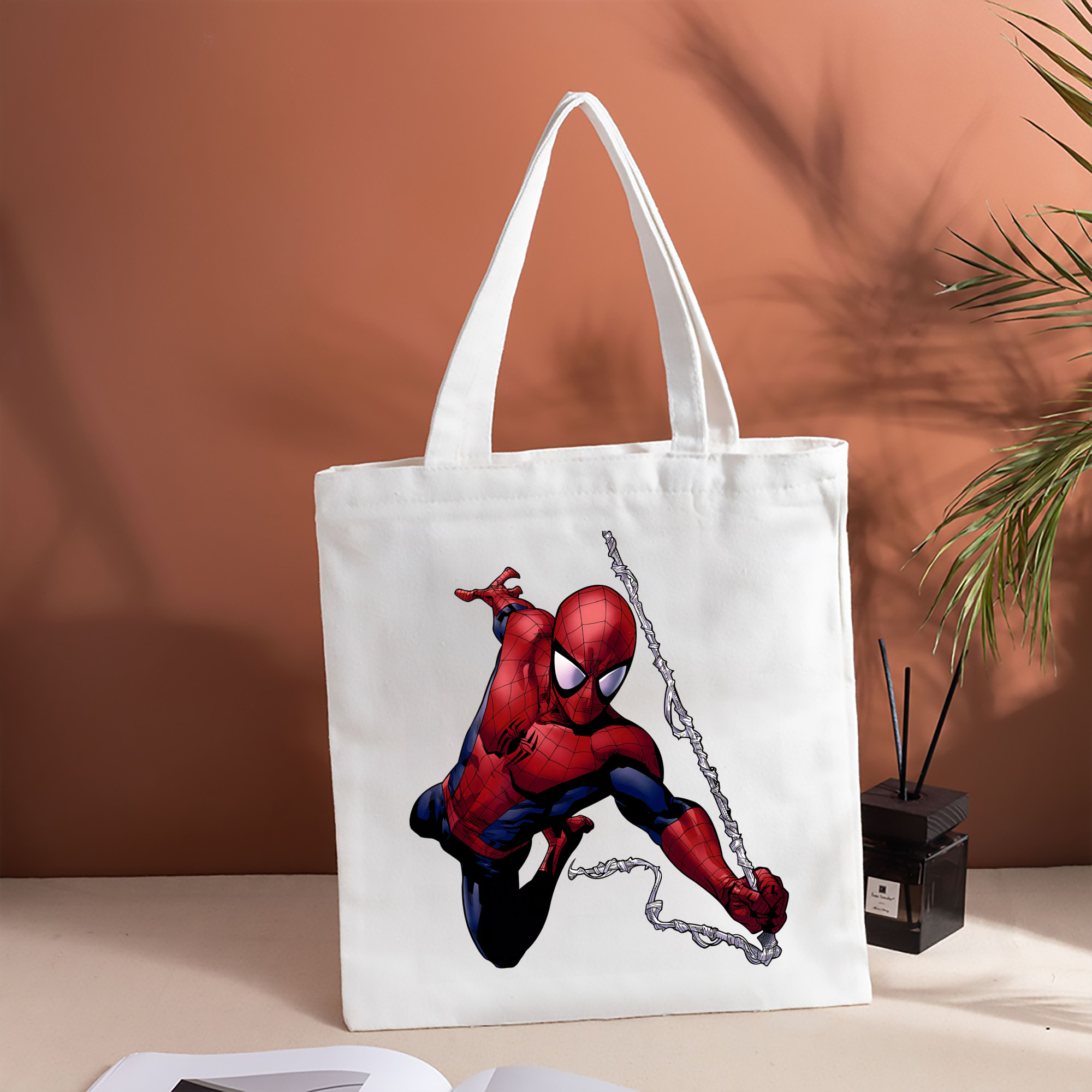 Spider Man スパイダーマン 縦型キャンバス生地手提げバッグ　トートバッグ