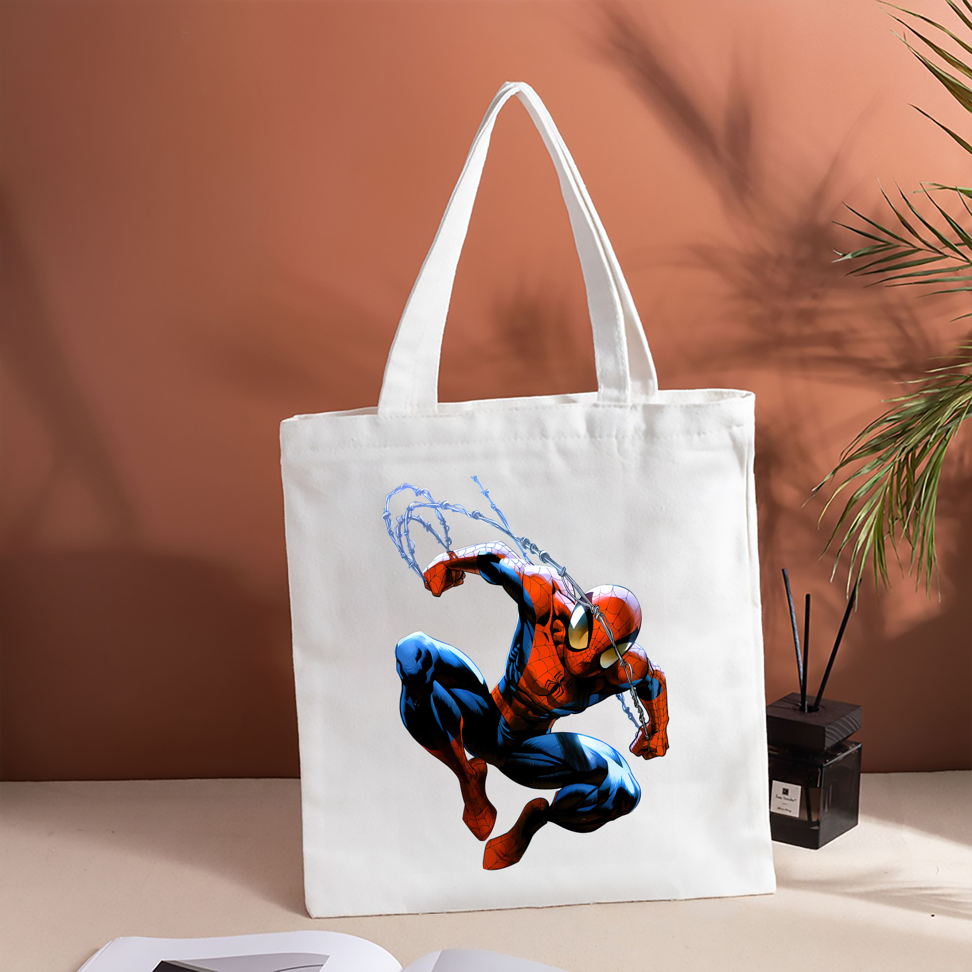 Spider Man スパイダーマン 縦型キャンバス生地手提げバッグ　トートバッグ