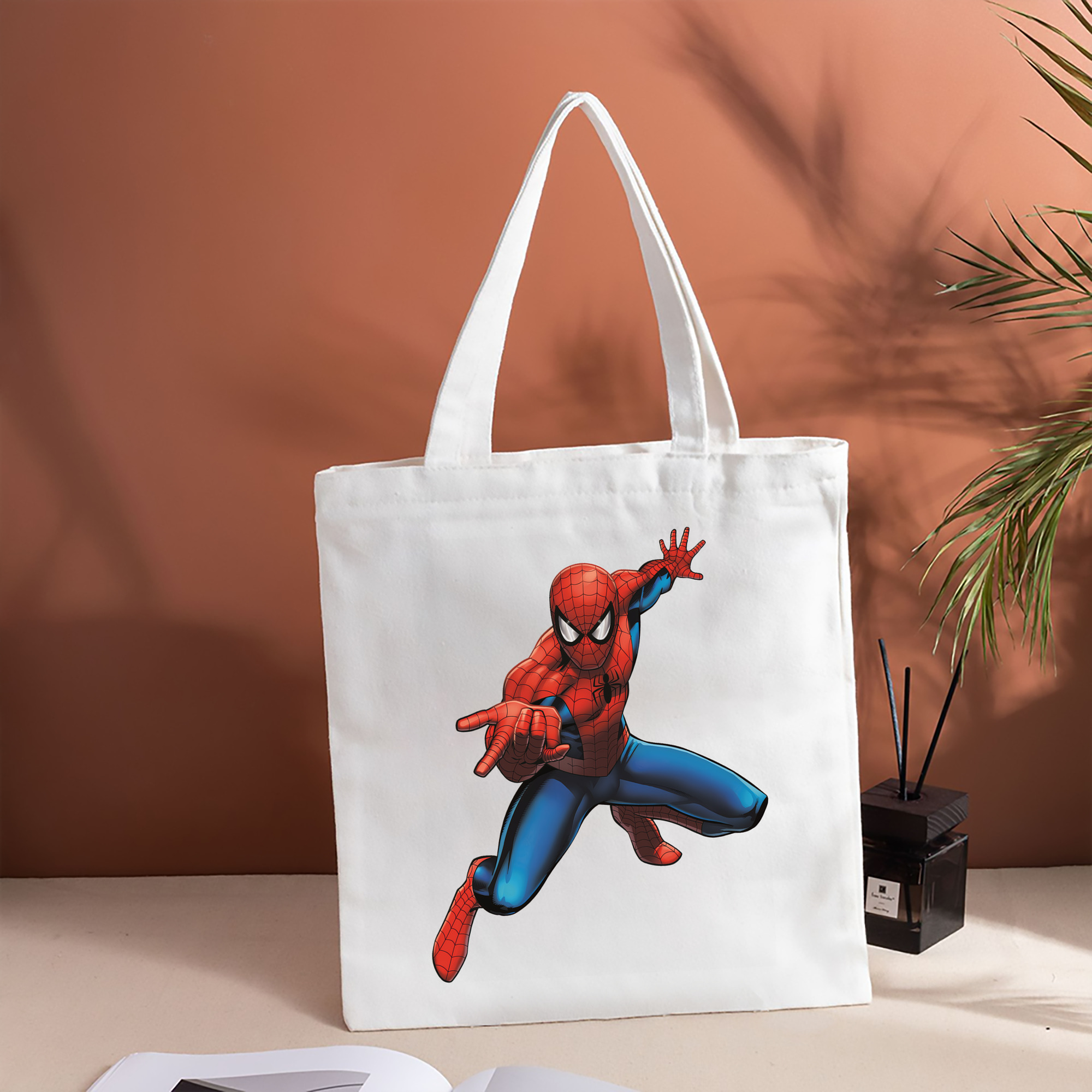Spider Man スパイダーマン 縦型キャンバス生地手提げバッグ　トートバッグ