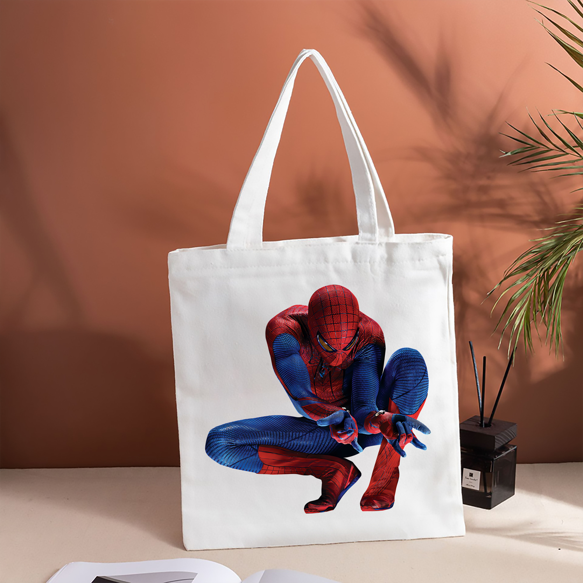 Spider Man スパイダーマン 縦型キャンバス生地手提げバッグ　トートバッグ