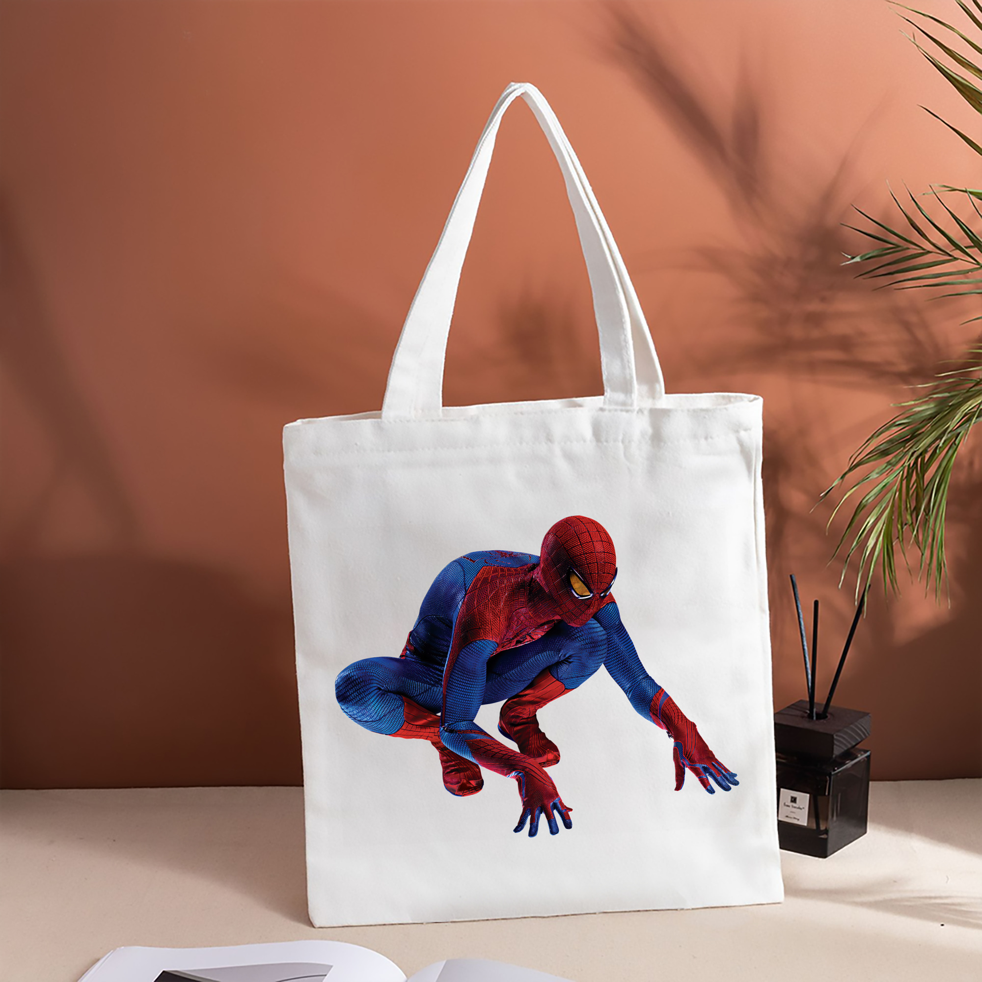 Spider Man スパイダーマン 縦型キャンバス生地手提げバッグ　トートバッグ