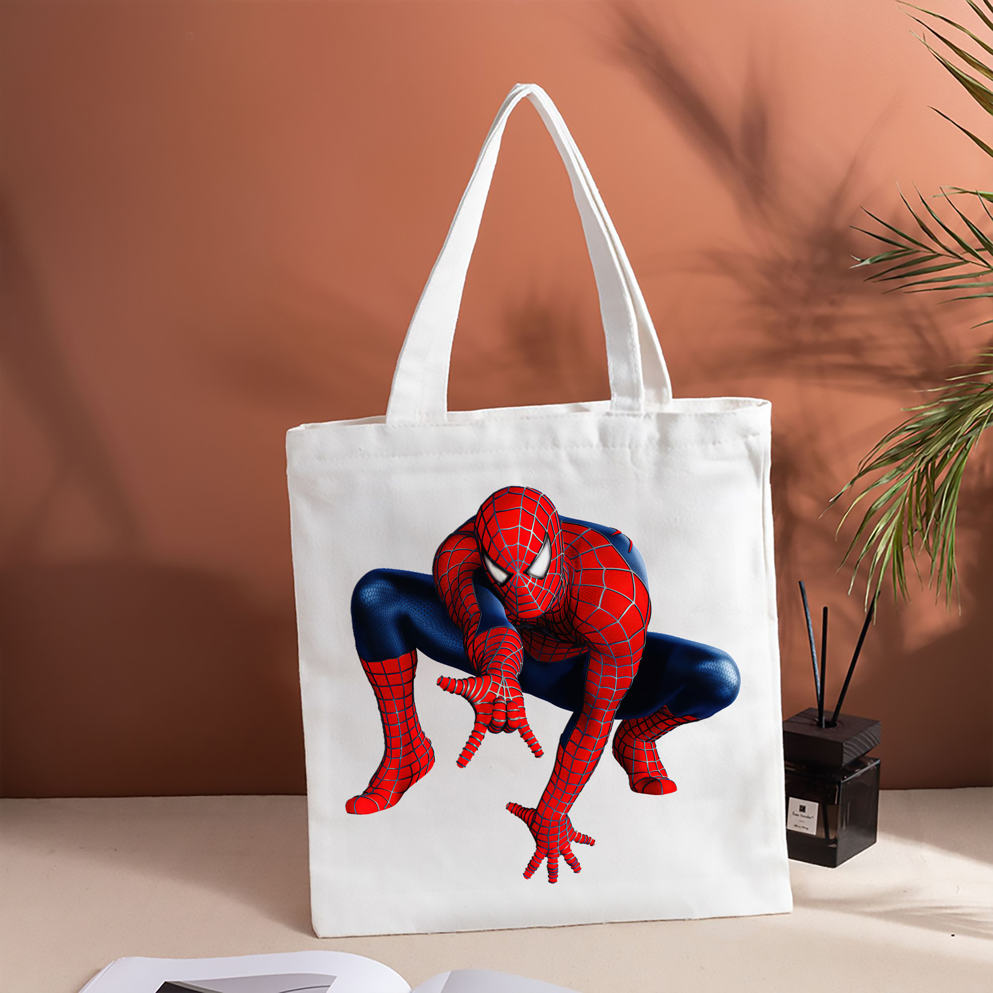 Spider Man スパイダーマン 縦型キャンバス生地手提げバッグ　トートバッグ
