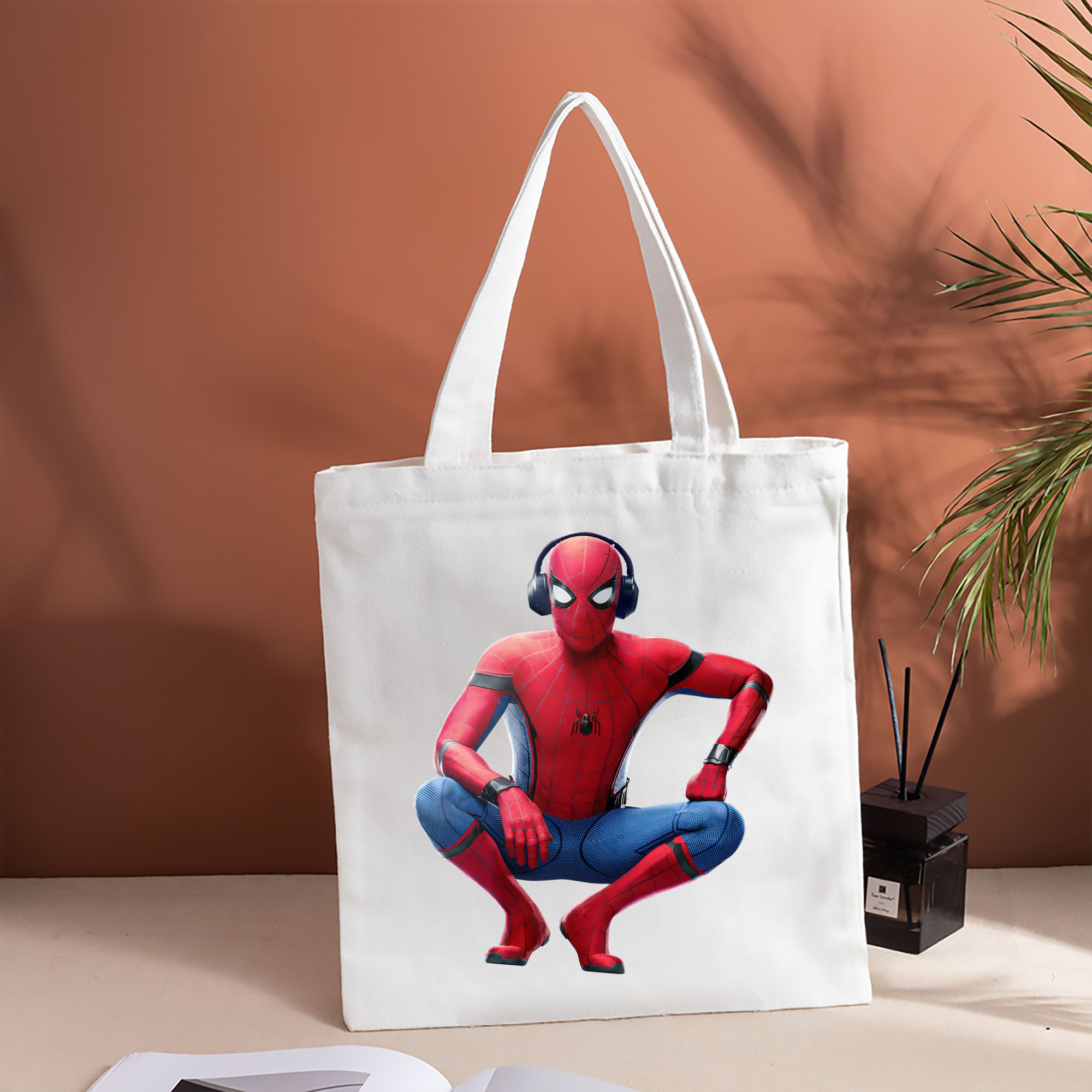 Spider Man スパイダーマン 縦型キャンバス生地手提げバッグ　トートバッグ