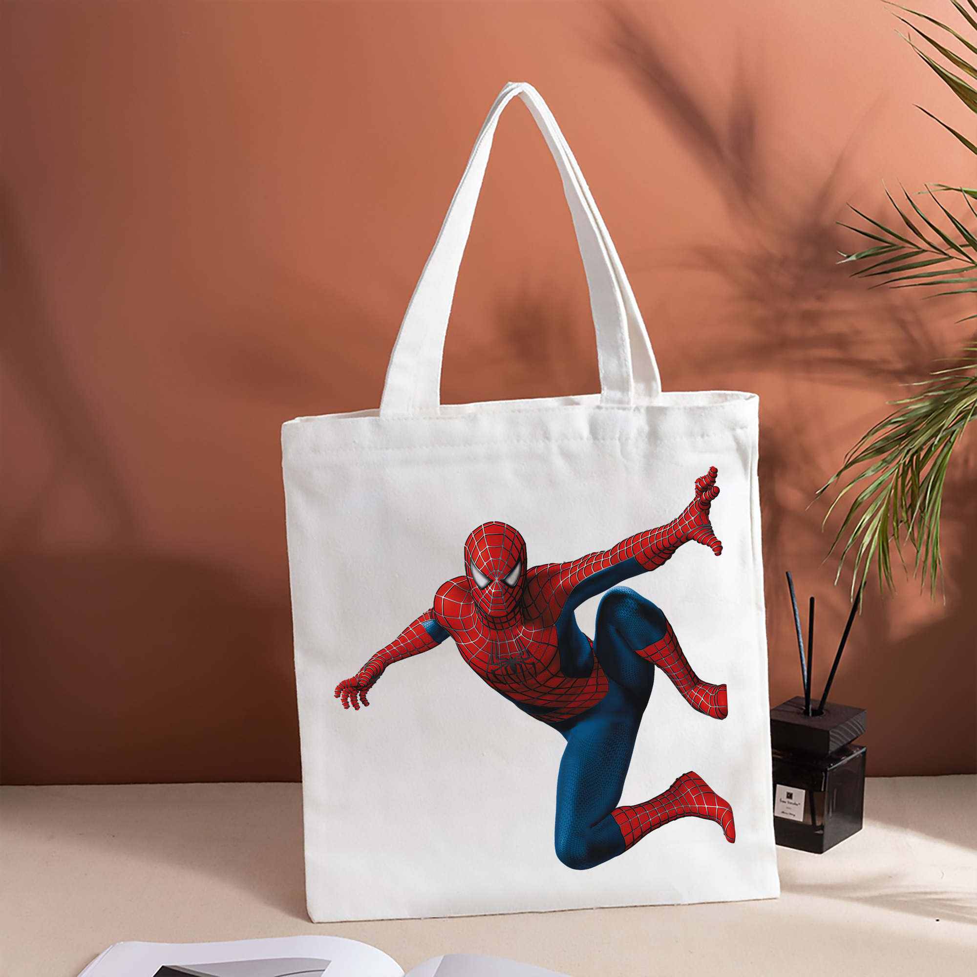 Spider Man スパイダーマン 縦型キャンバス生地手提げバッグ　トートバッグ