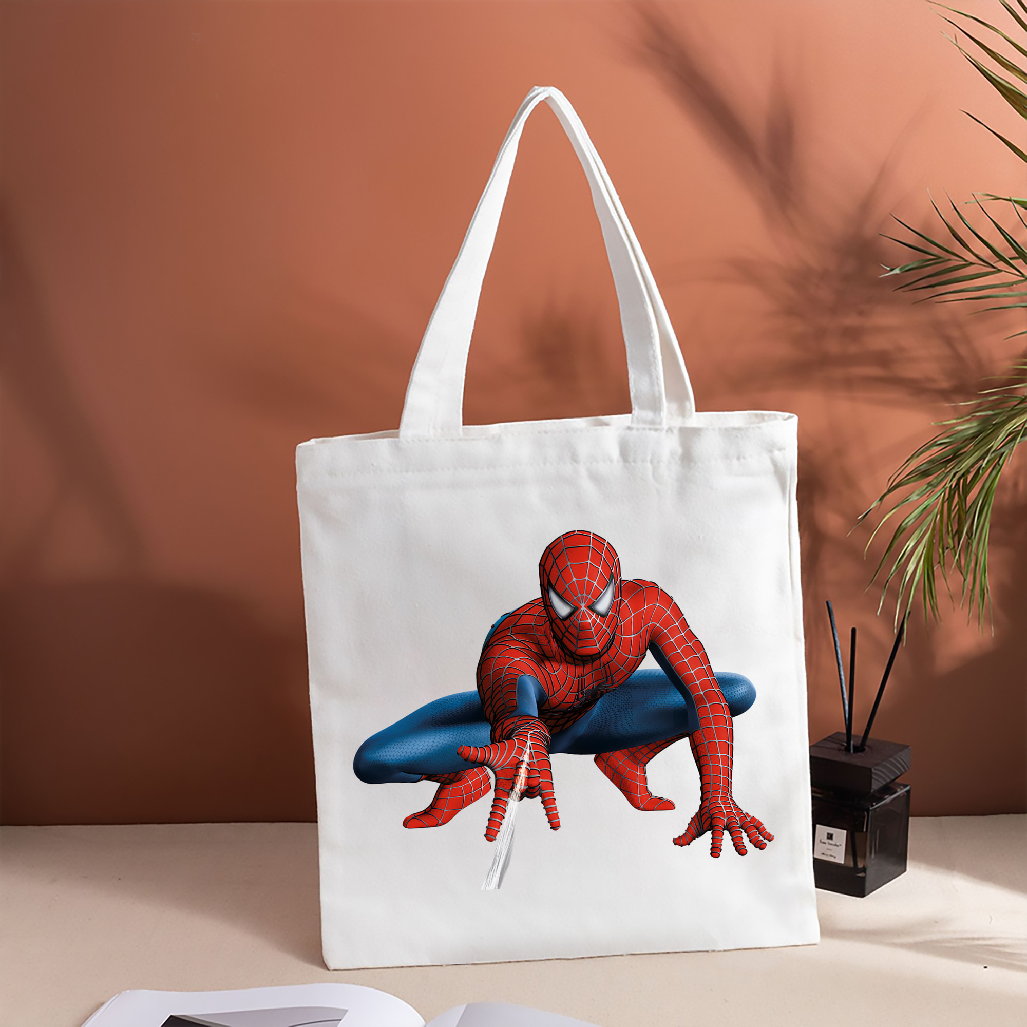 Spider Man スパイダーマン 縦型キャンバス生地手提げバッグ　トートバッグ