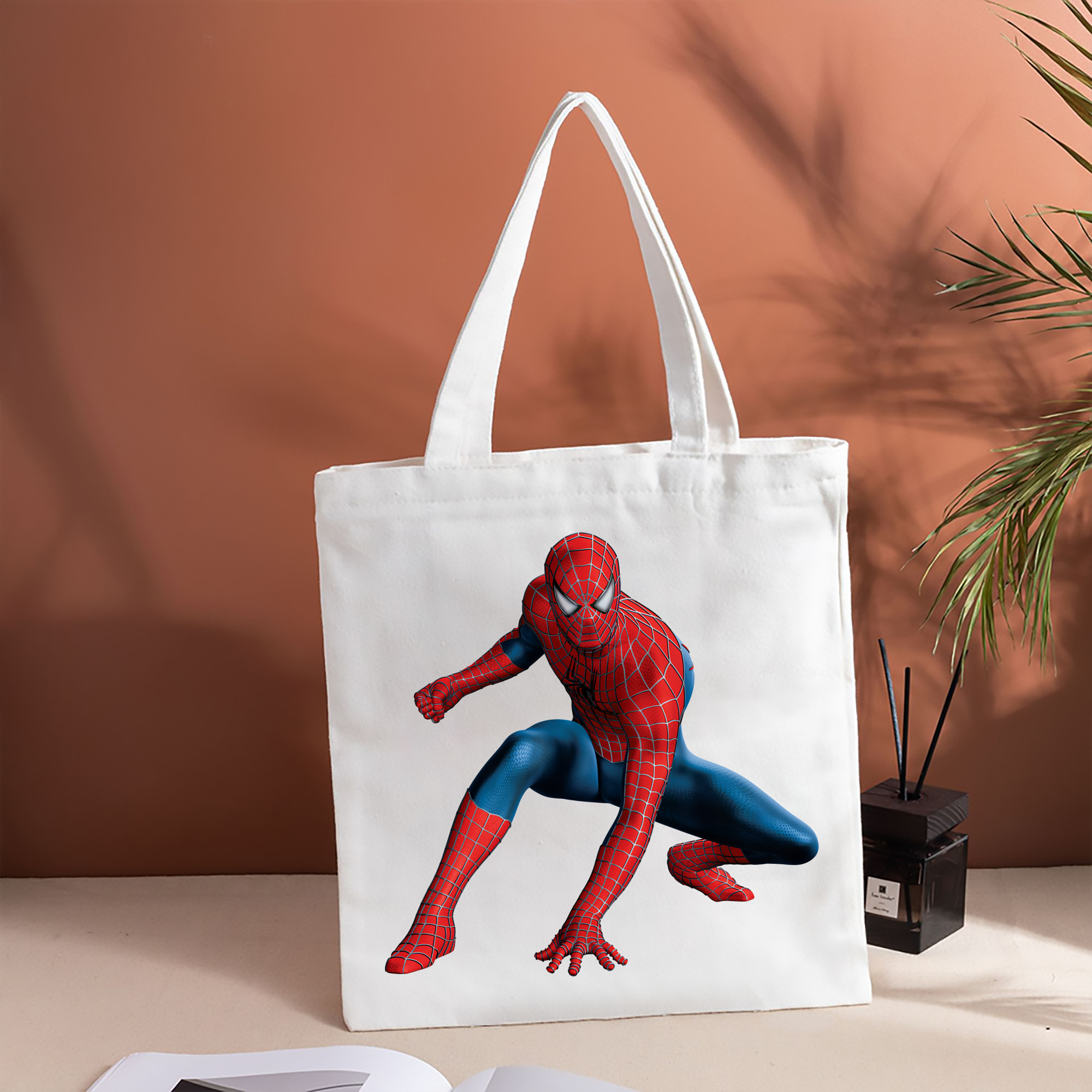 Spider Man スパイダーマン 縦型キャンバス生地手提げバッグ　トートバッグ
