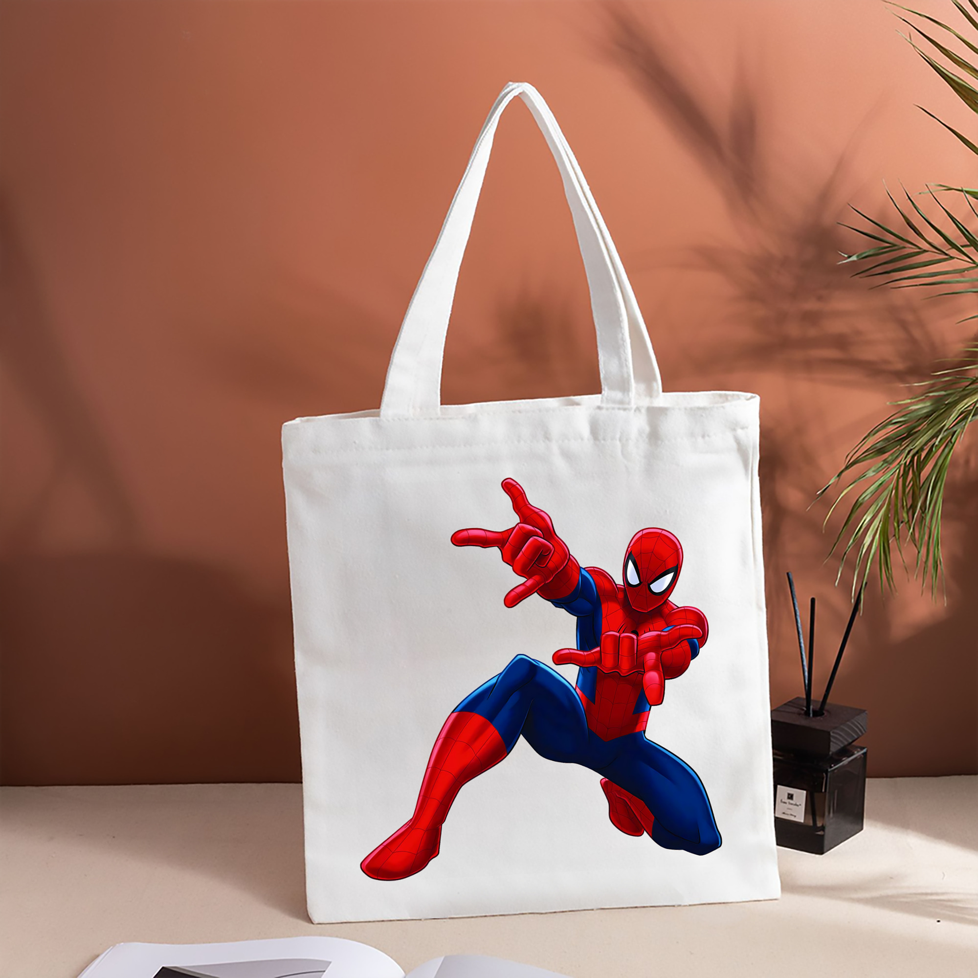 Spider Man スパイダーマン 縦型キャンバス生地手提げバッグ　トートバッグ