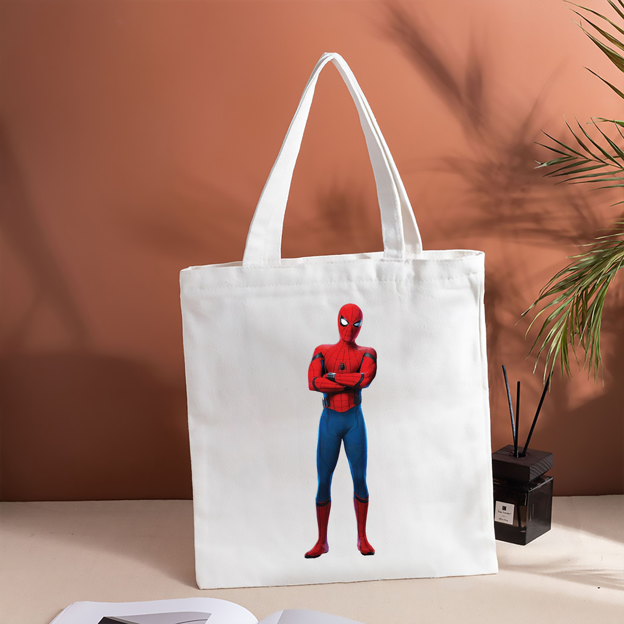 Spider Man スパイダーマン 縦型キャンバス生地手提げバッグ　トートバッグ