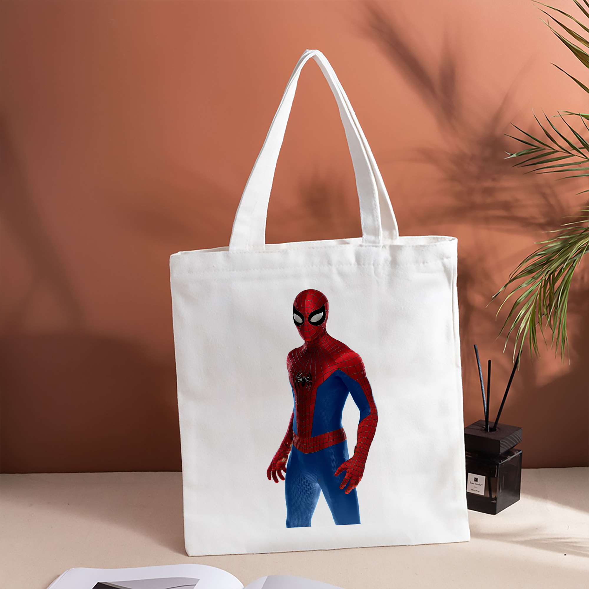 Spider Man スパイダーマン 縦型キャンバス生地手提げバッグ　トートバッグ