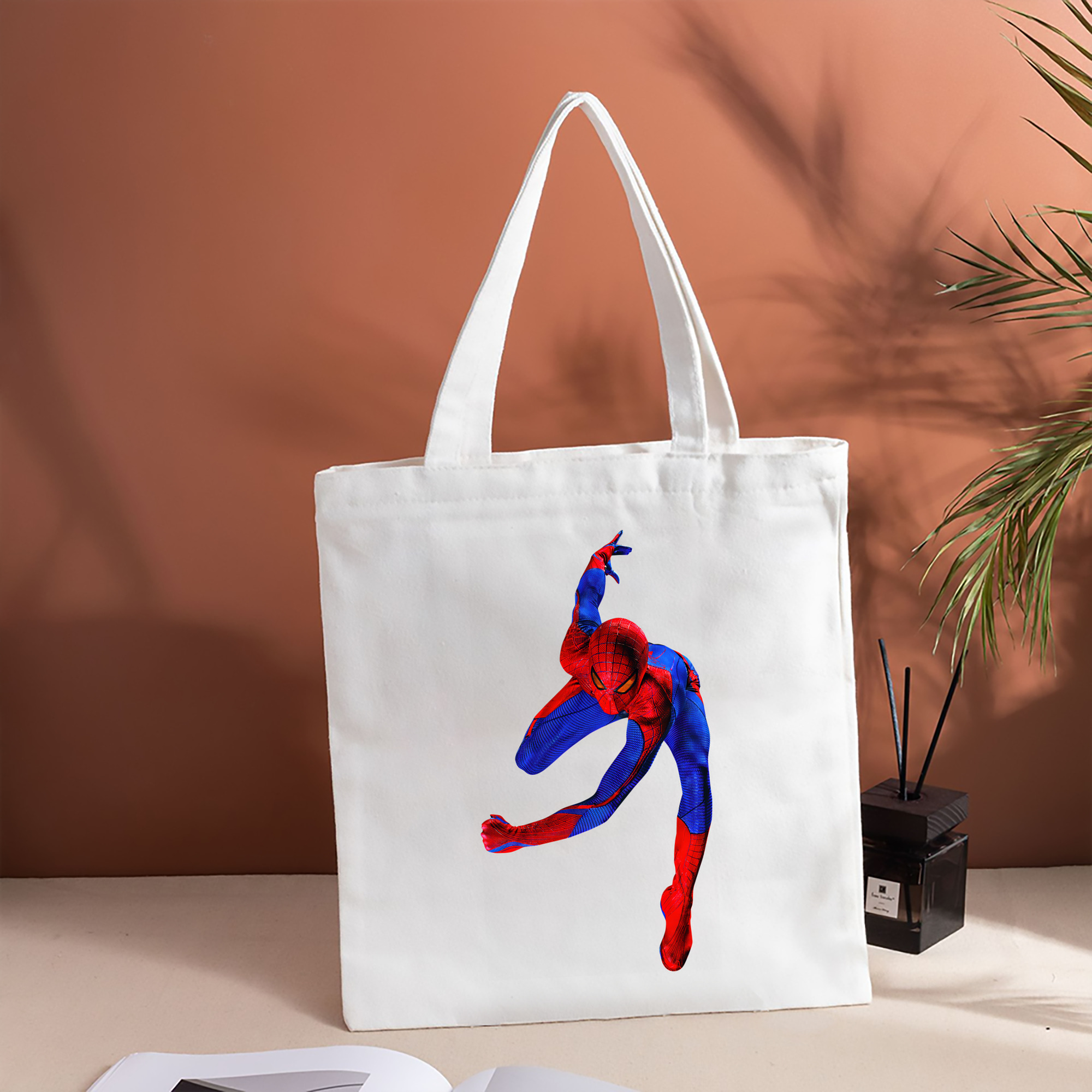 Spider Man スパイダーマン 縦型キャンバス生地手提げバッグ　トートバッグ