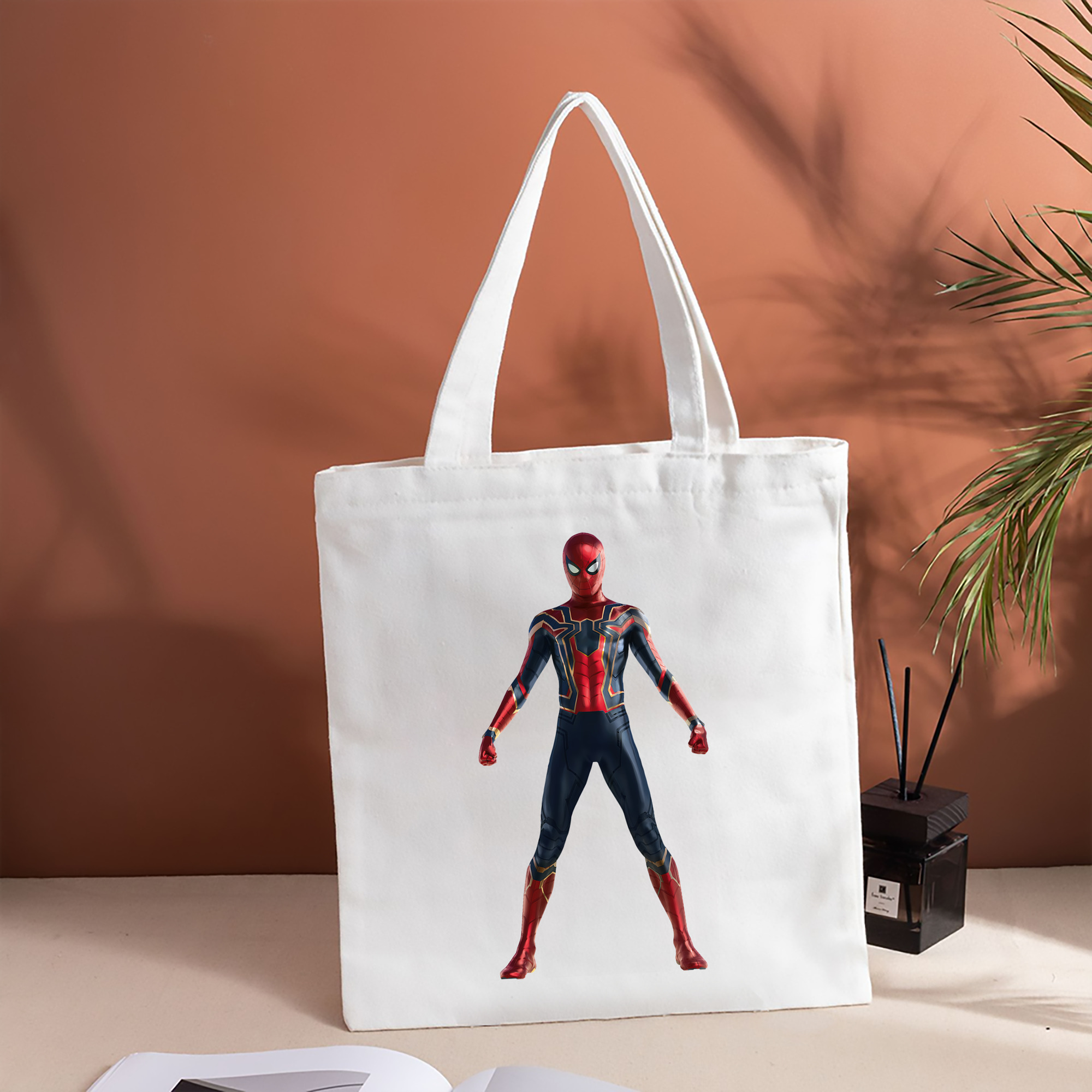 Spider Man スパイダーマン 縦型キャンバス生地手提げバッグ　トートバッグ