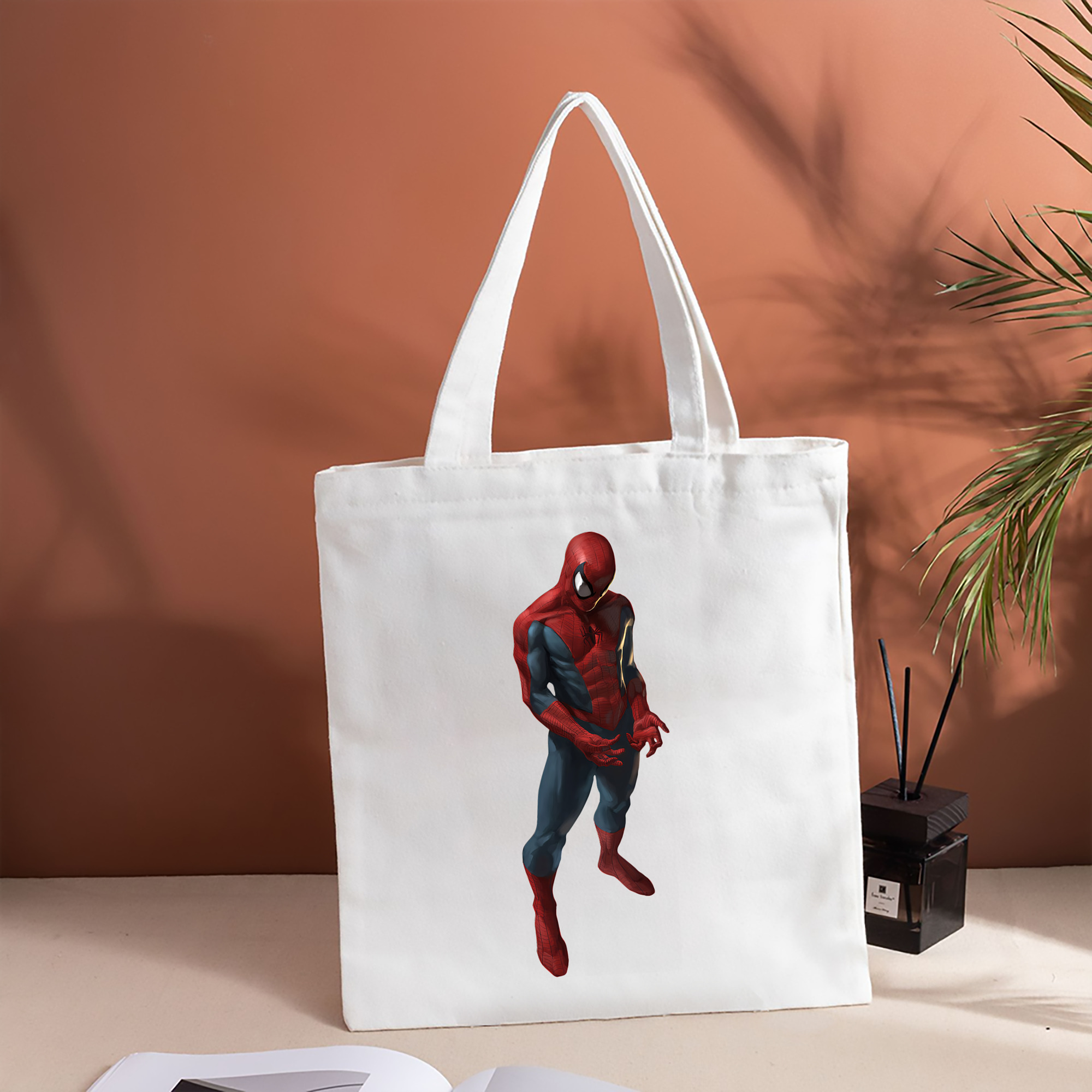 Spider Man スパイダーマン 縦型キャンバス生地手提げバッグ　トートバッグ