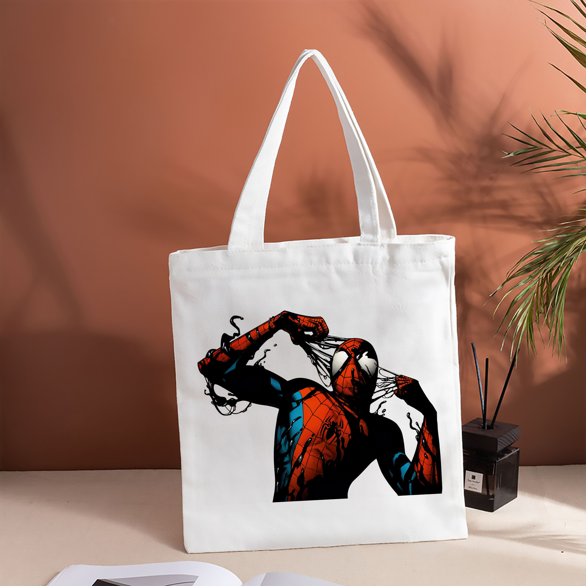 Spider Man スパイダーマン 縦型キャンバス生地手提げバッグ　トートバッグ