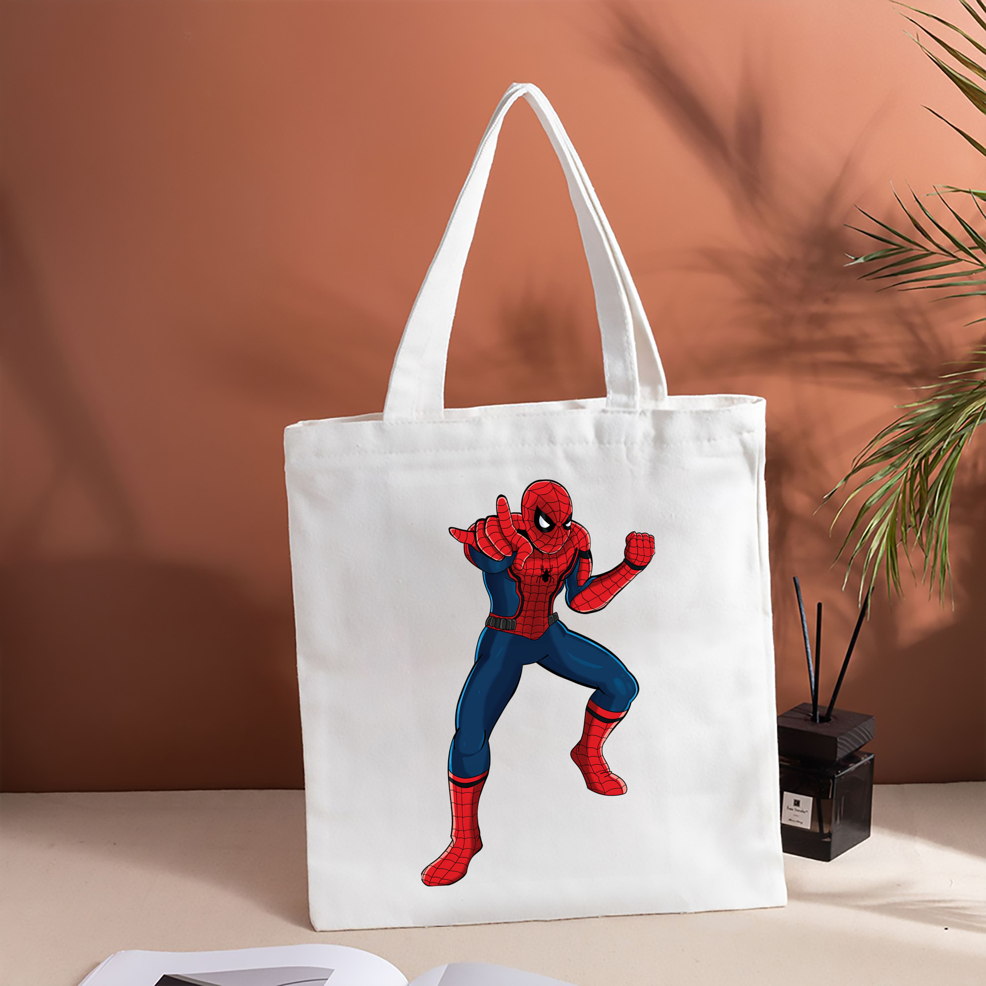 Spider Man スパイダーマン 縦型キャンバス生地手提げバッグ　トートバッグ