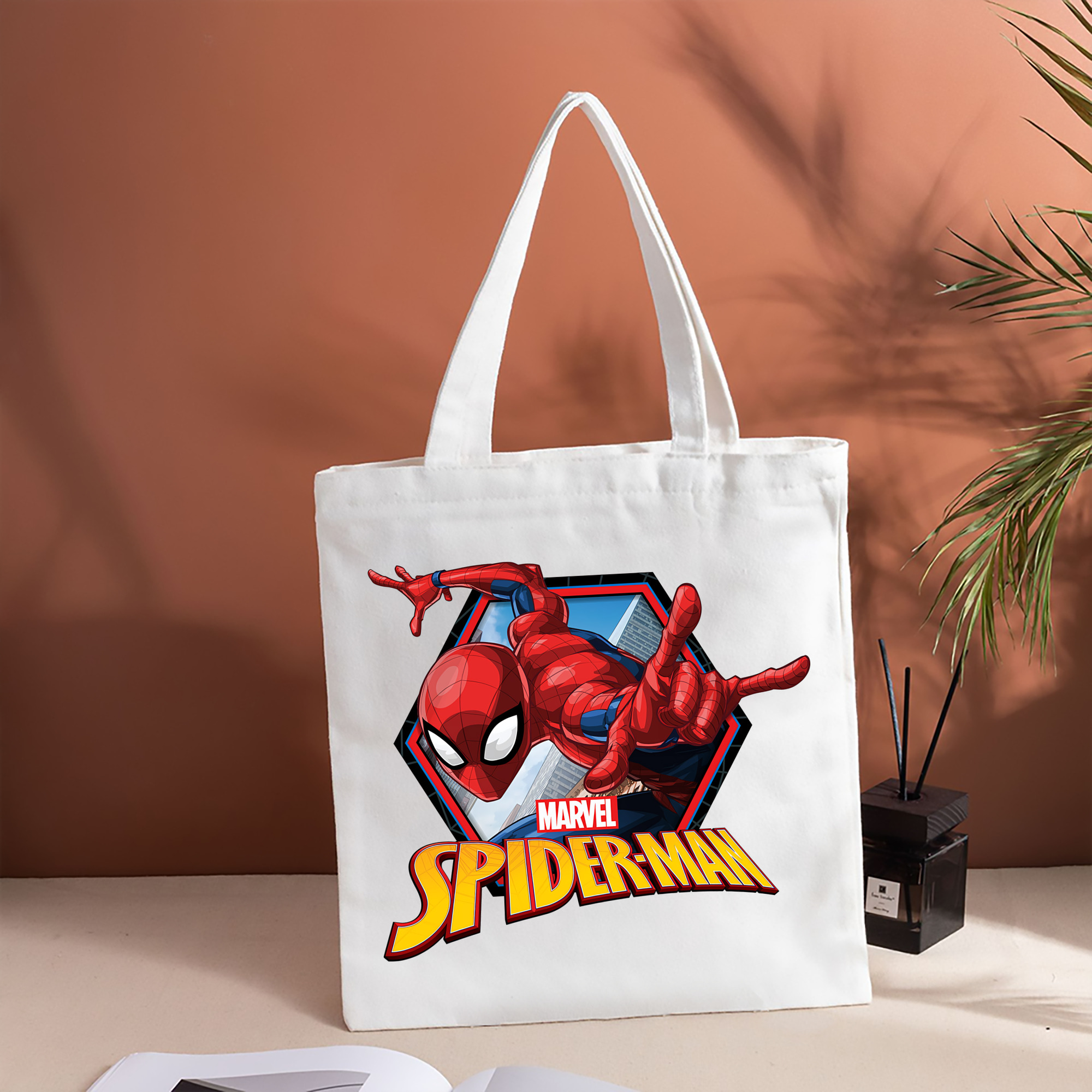 Spider Man スパイダーマン 縦型キャンバス生地手提げバッグ　トートバッグ