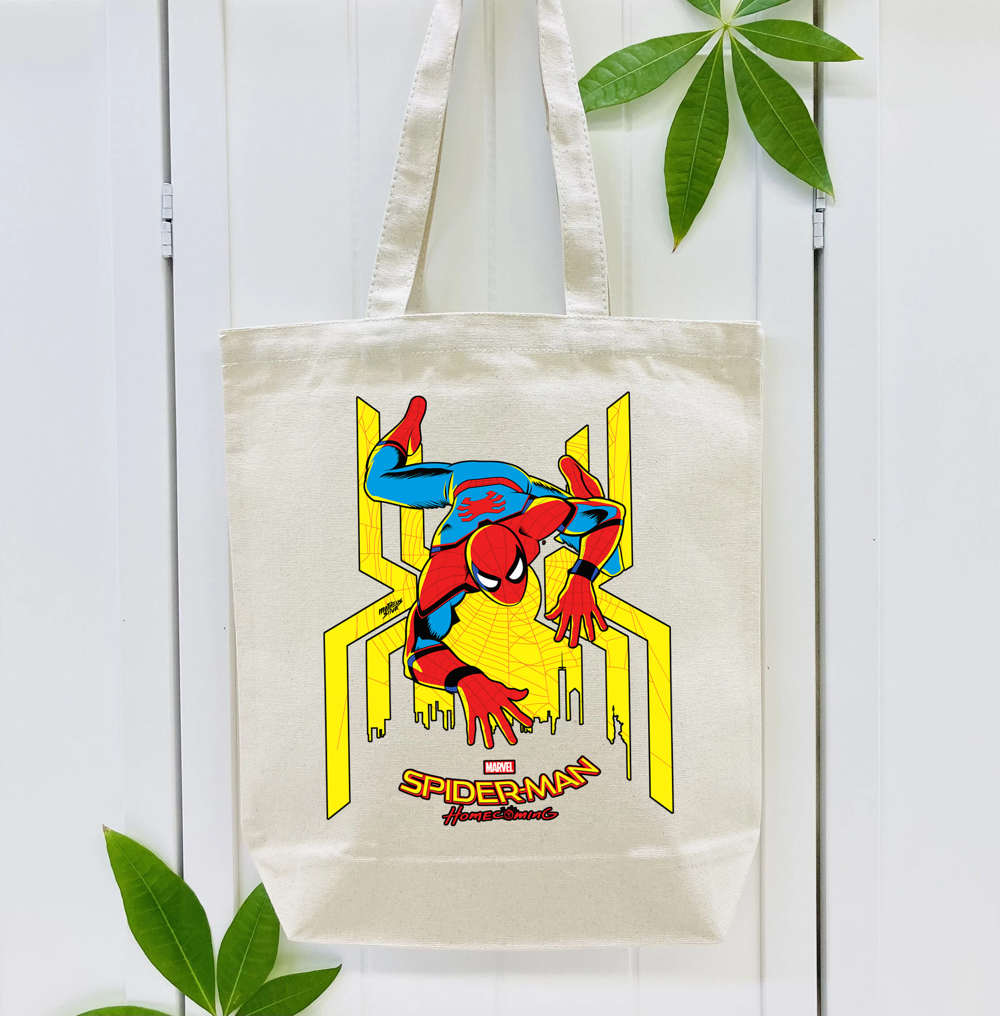 Spider Man スパイダーマン 縦型キャンバス生地手提げバッグ　トートバッグ