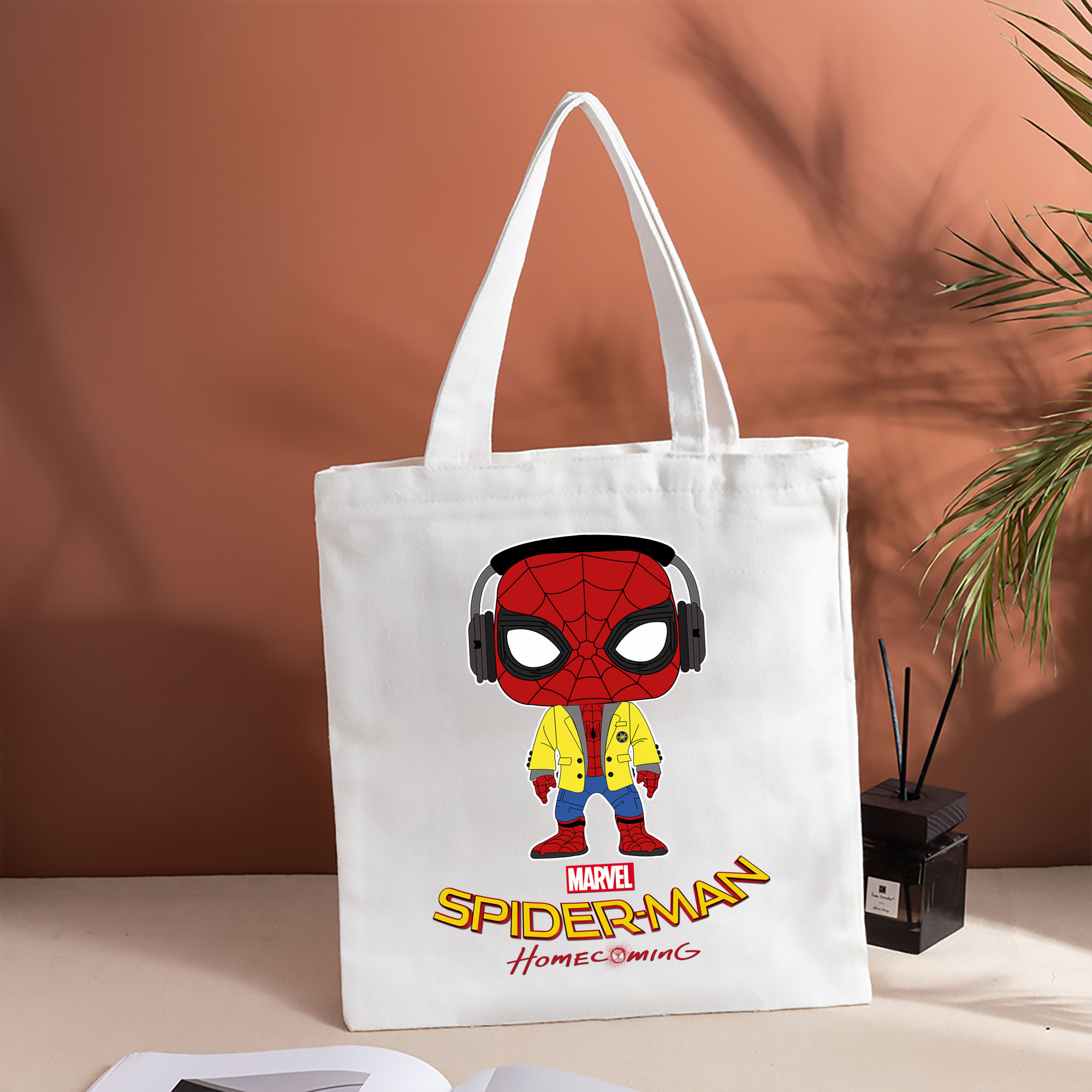 Spider Man スパイダーマン 縦型キャンバス生地手提げバッグ　トートバッグ