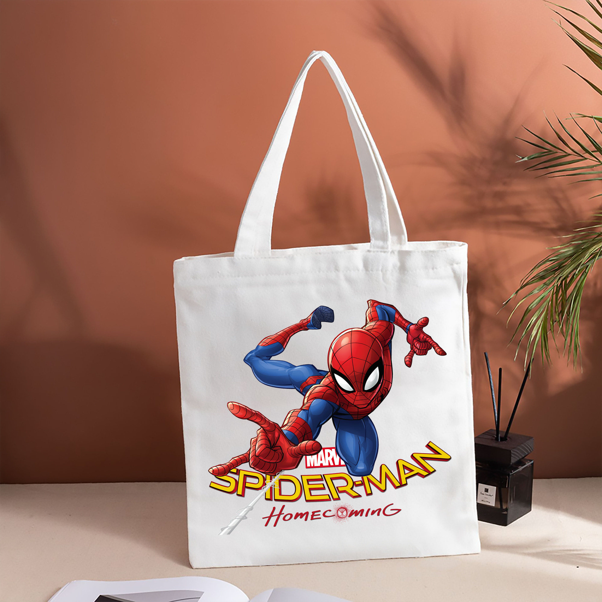 Spider Man スパイダーマン 縦型キャンバス生地手提げバッグ　トートバッグ