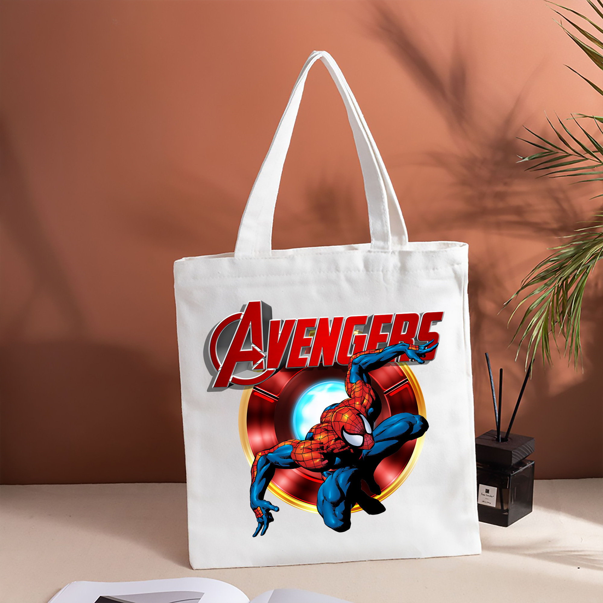 Spider Man スパイダーマン 縦型キャンバス生地手提げバッグ　トートバッグ