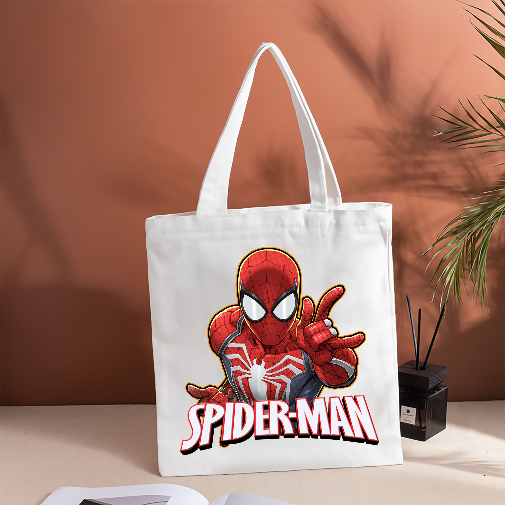 Spider Man スパイダーマン 縦型キャンバス生地手提げバッグ　トートバッグ