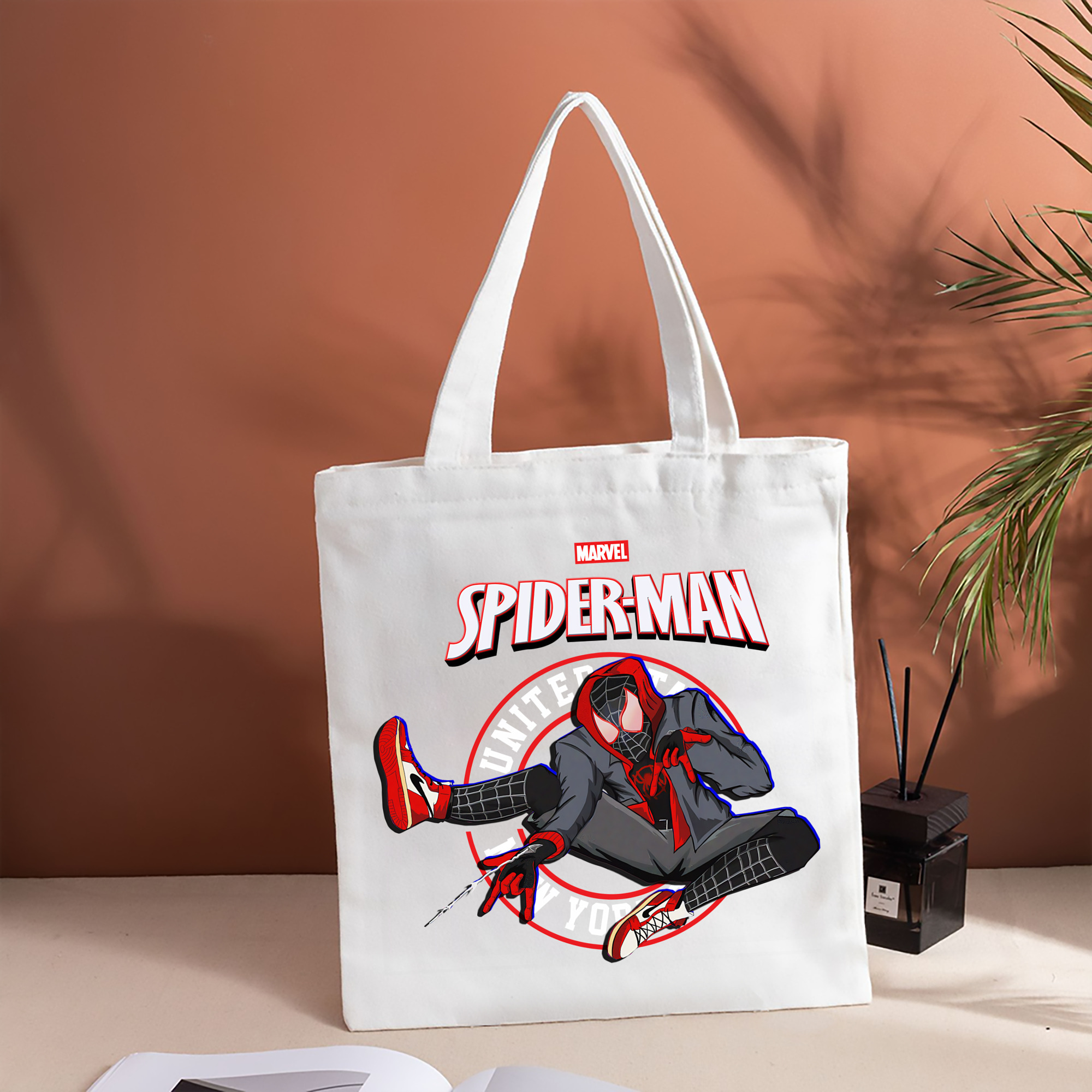Spider Man スパイダーマン 縦型キャンバス生地手提げバッグ　トートバッグ