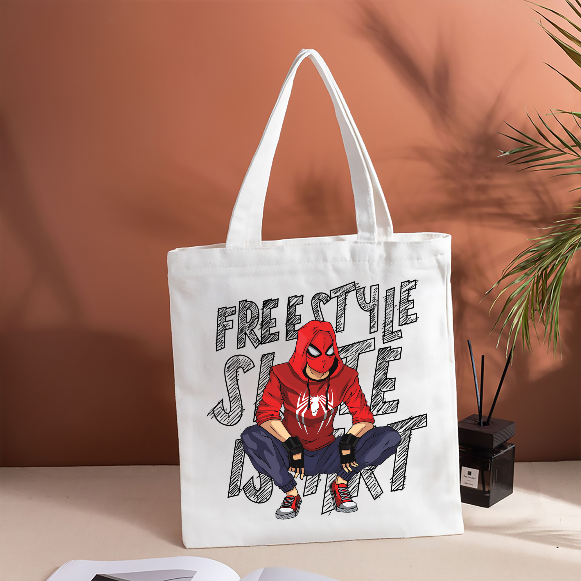Spider Man スパイダーマン 縦型キャンバス生地手提げバッグ　トートバッグ