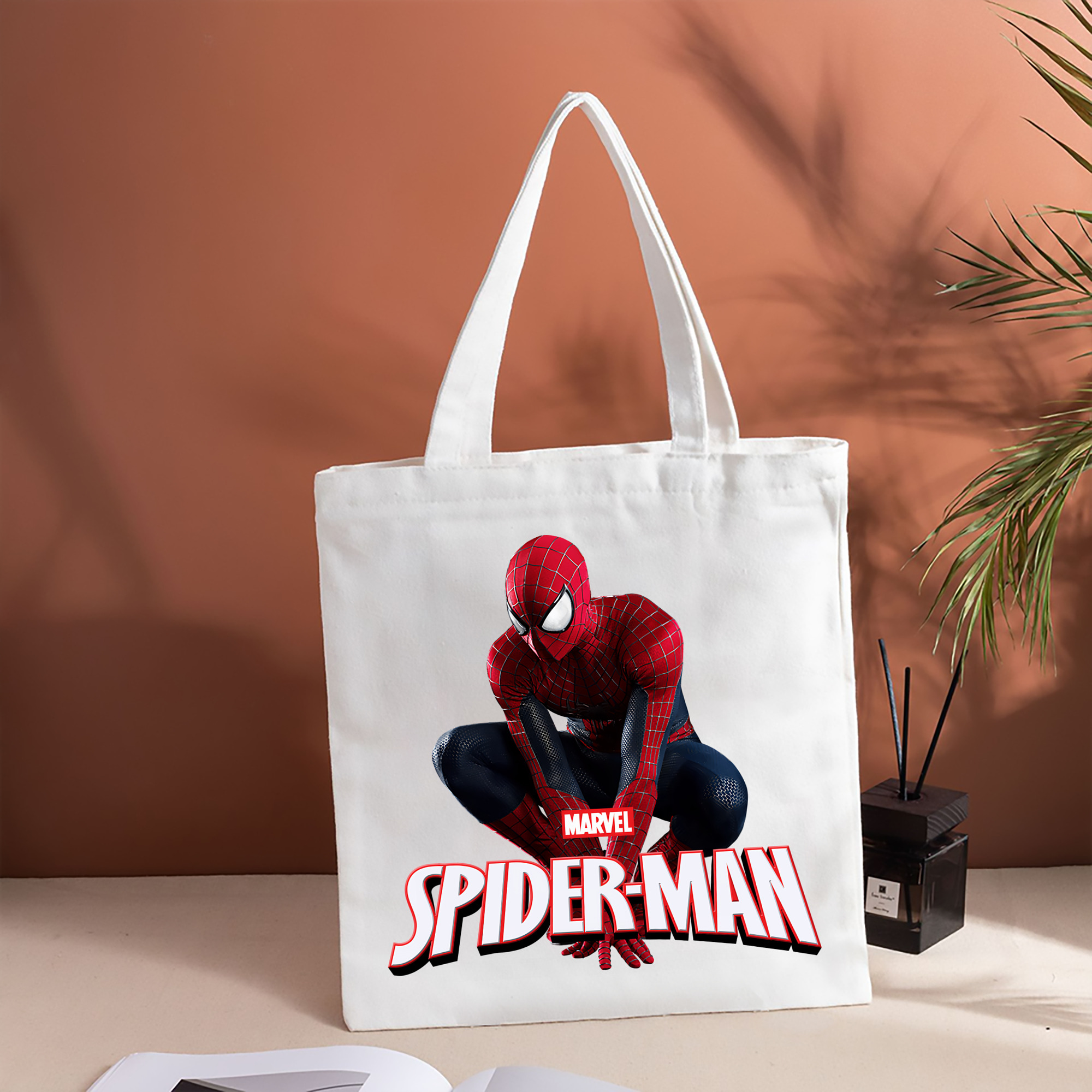 Spider Man スパイダーマン 縦型キャンバス生地手提げバッグ　トートバッグ