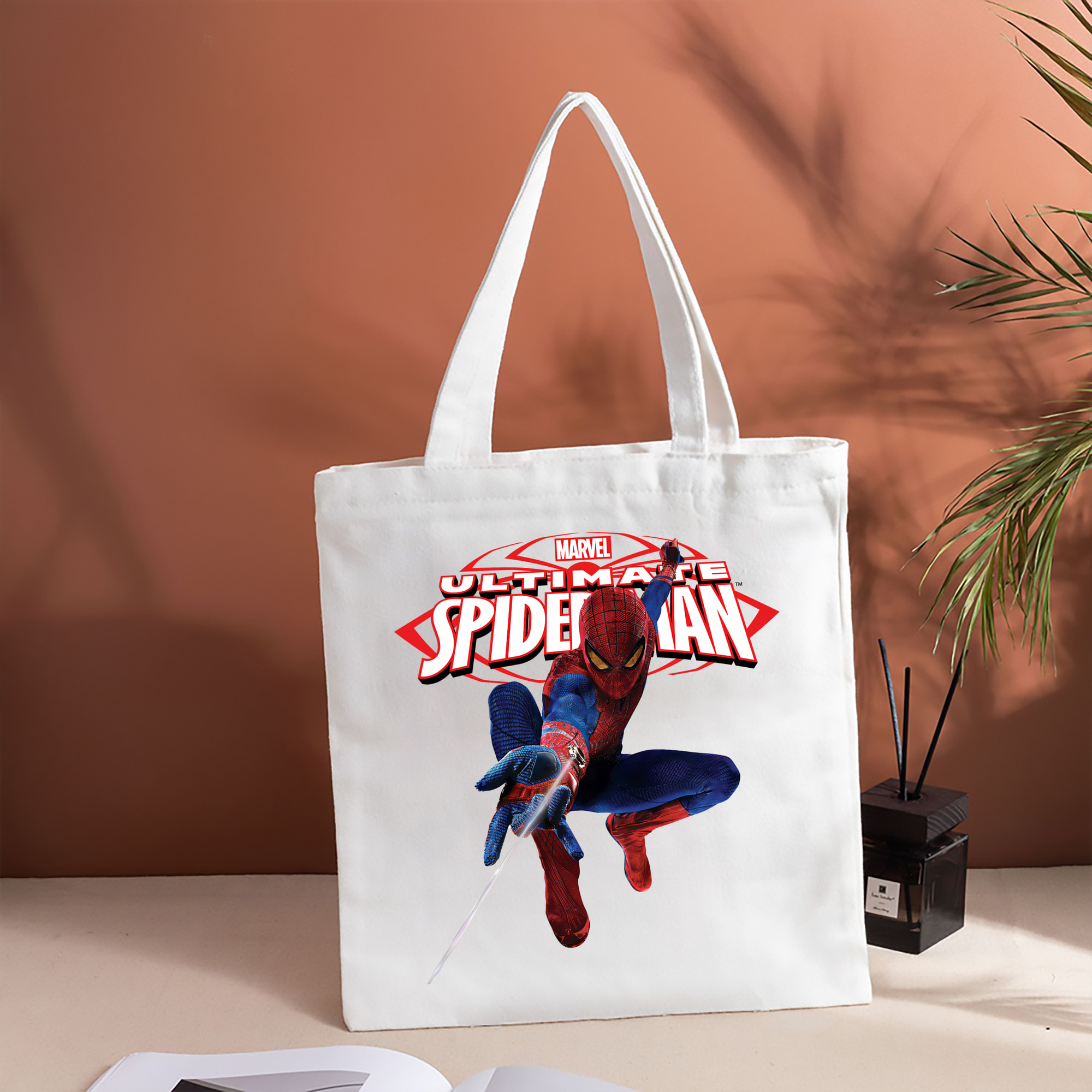 Spider Man スパイダーマン 縦型キャンバス生地手提げバッグ　トートバッグ