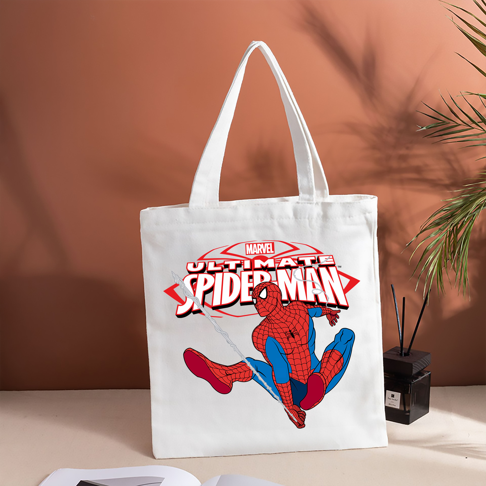 Spider Man スパイダーマン 縦型キャンバス生地手提げバッグ　トートバッグ