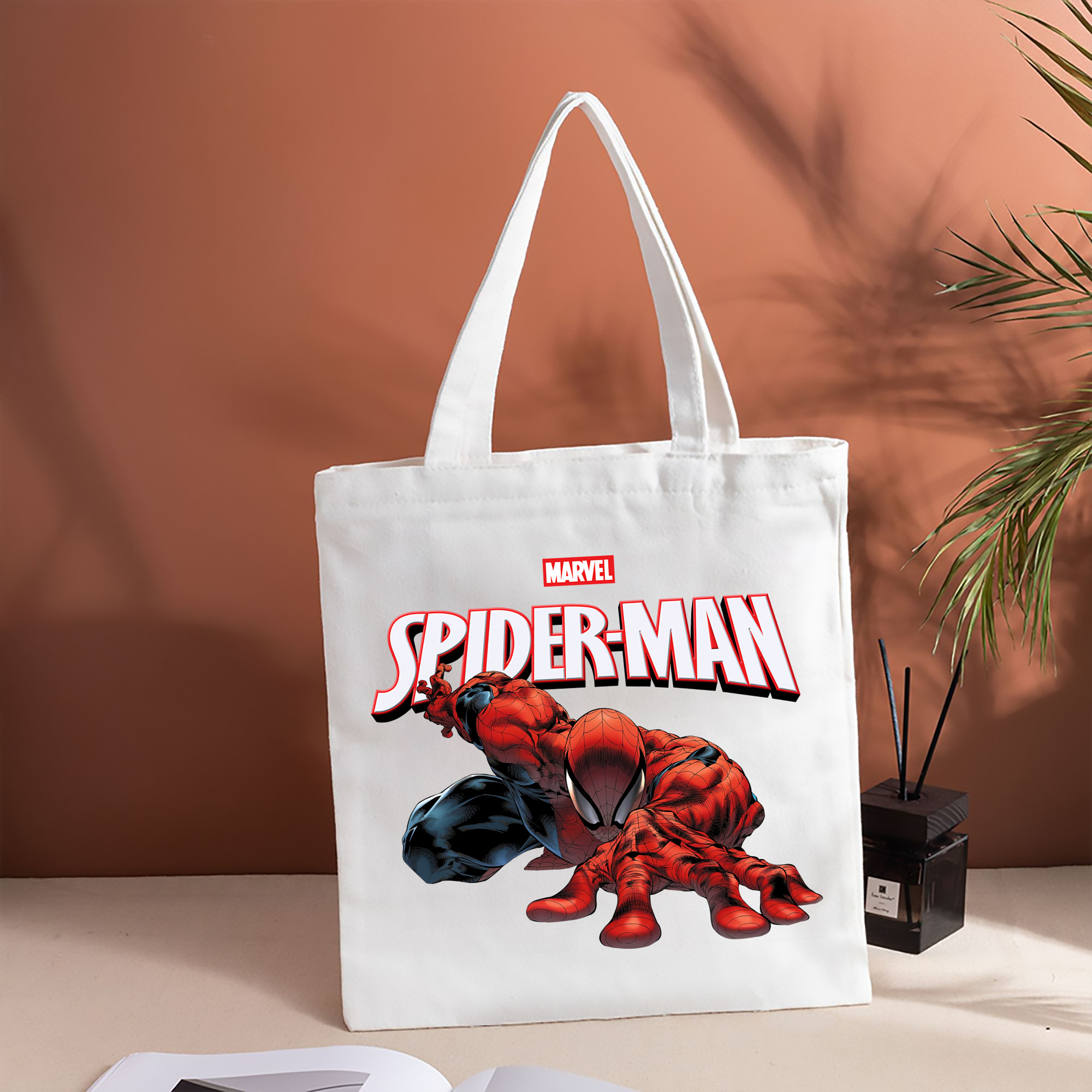 Spider Man スパイダーマン 縦型キャンバス生地手提げバッグ　トートバッグ