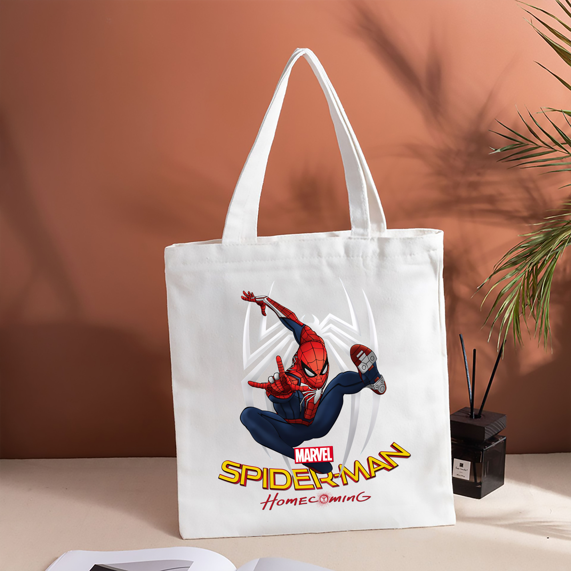 Spider Man スパイダーマン 縦型キャンバス生地手提げバッグ　トートバッグ