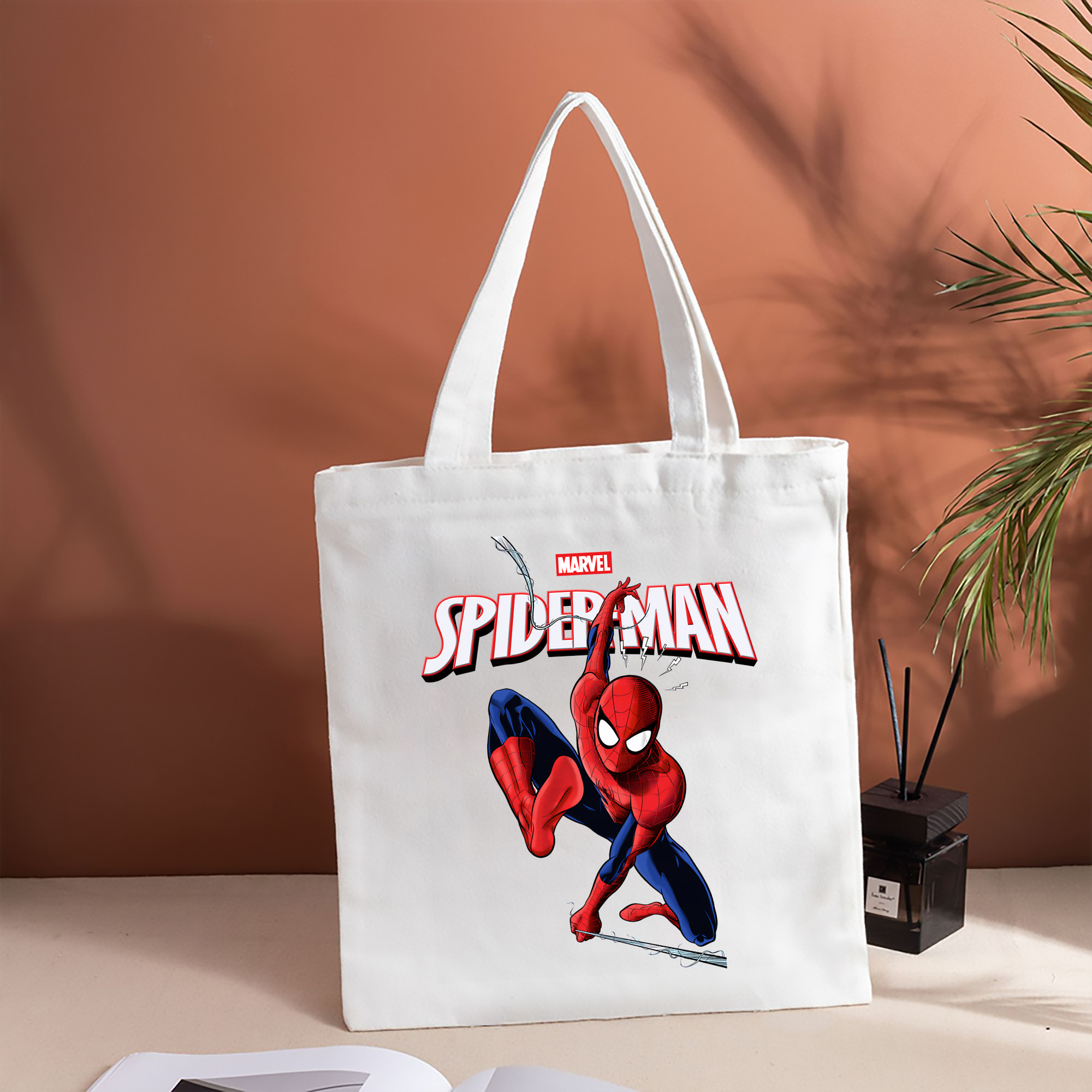 Spider Man スパイダーマン 縦型キャンバス生地手提げバッグ　トートバッグ