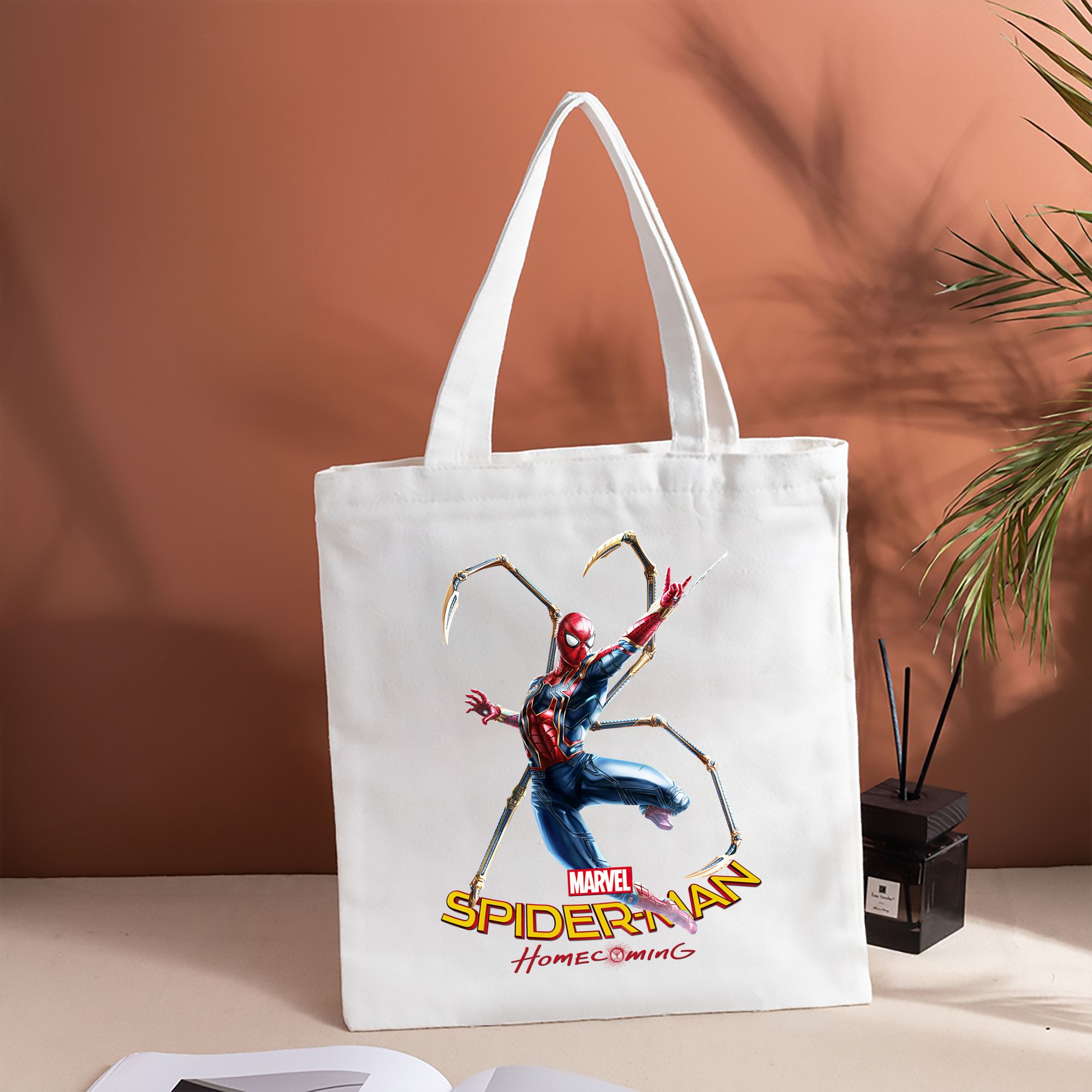 Spider Man スパイダーマン 縦型キャンバス生地手提げバッグ　トートバッグ