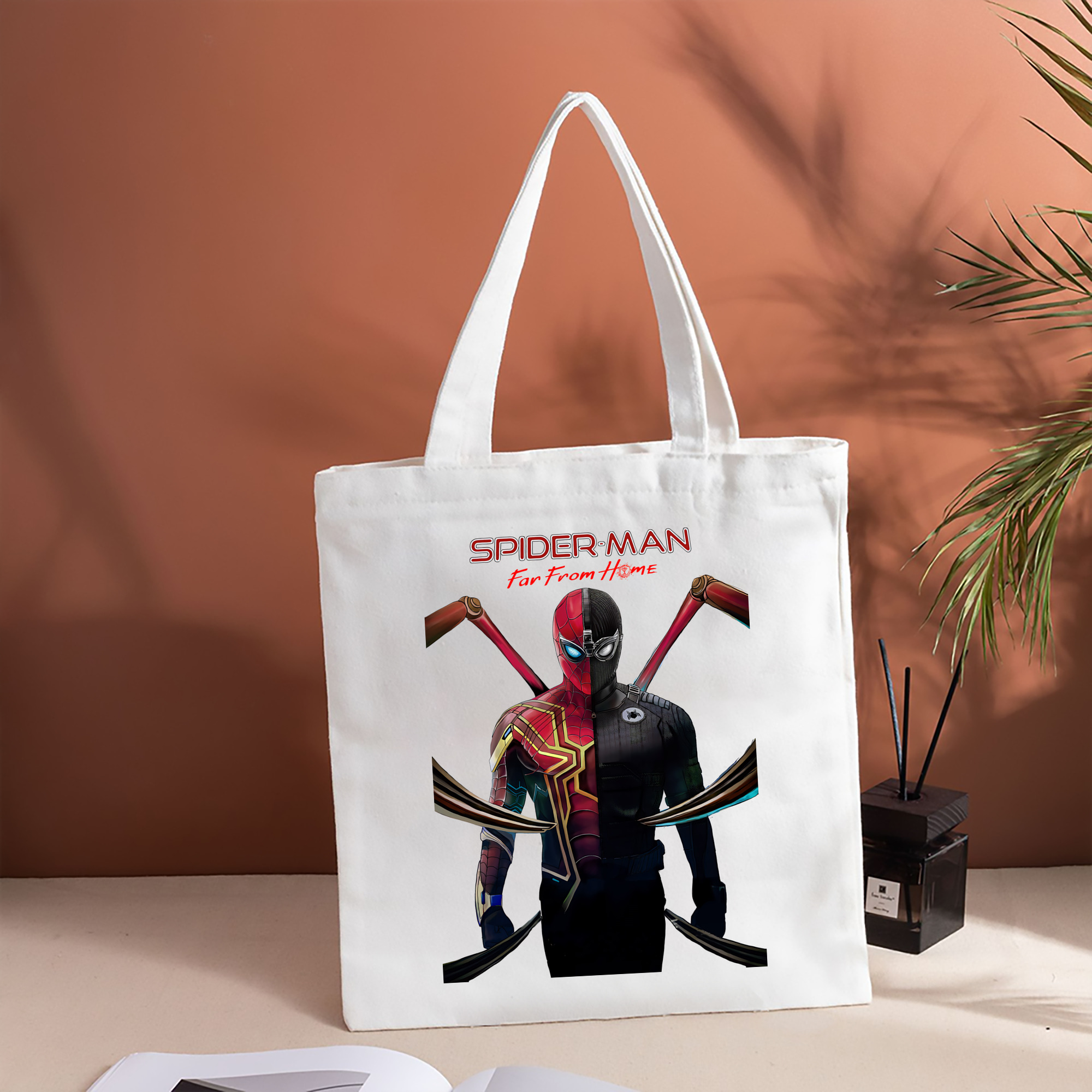 Spider Man スパイダーマン 縦型キャンバス生地手提げバッグ　トートバッグ