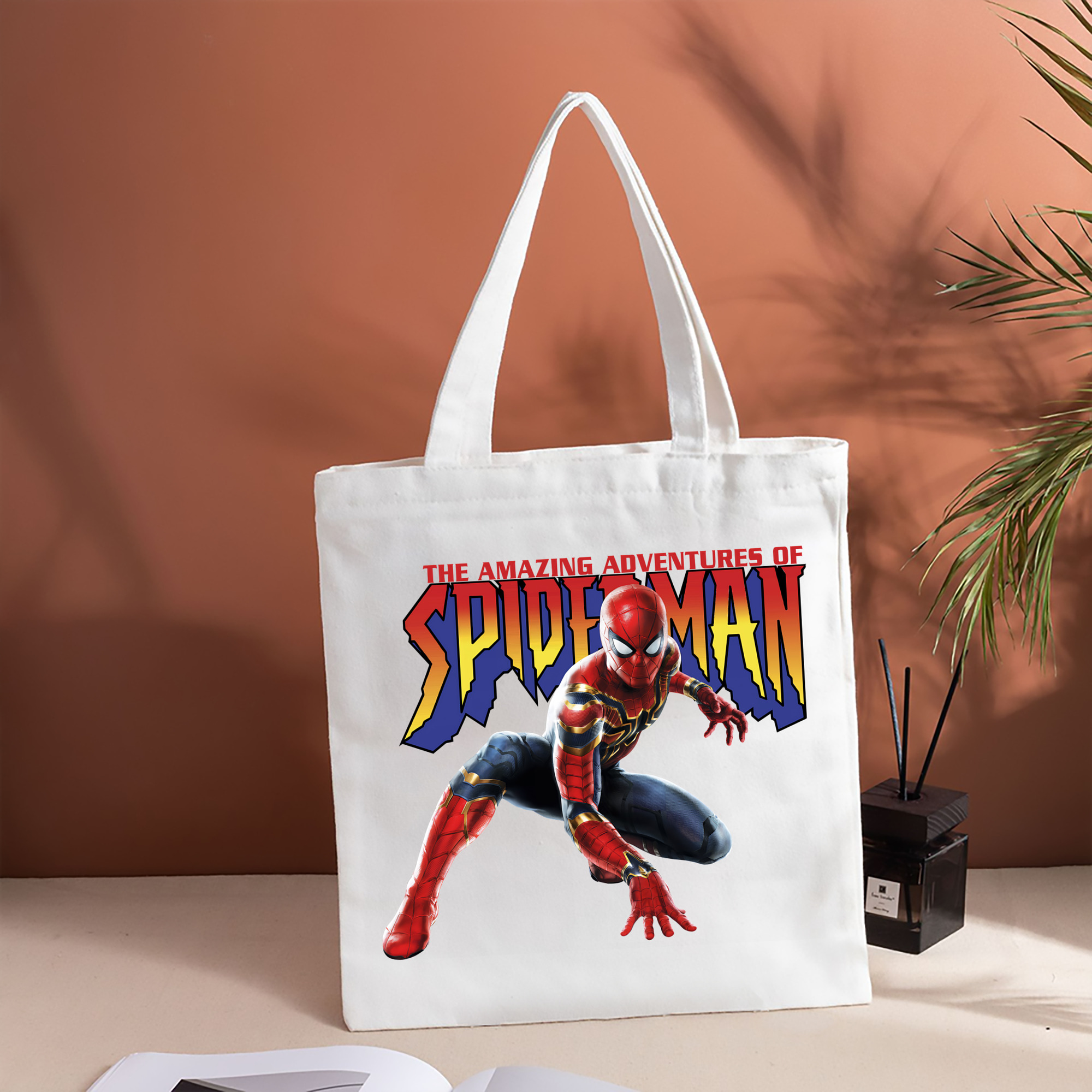 Spider Man スパイダーマン 縦型キャンバス生地手提げバッグ　トートバッグ