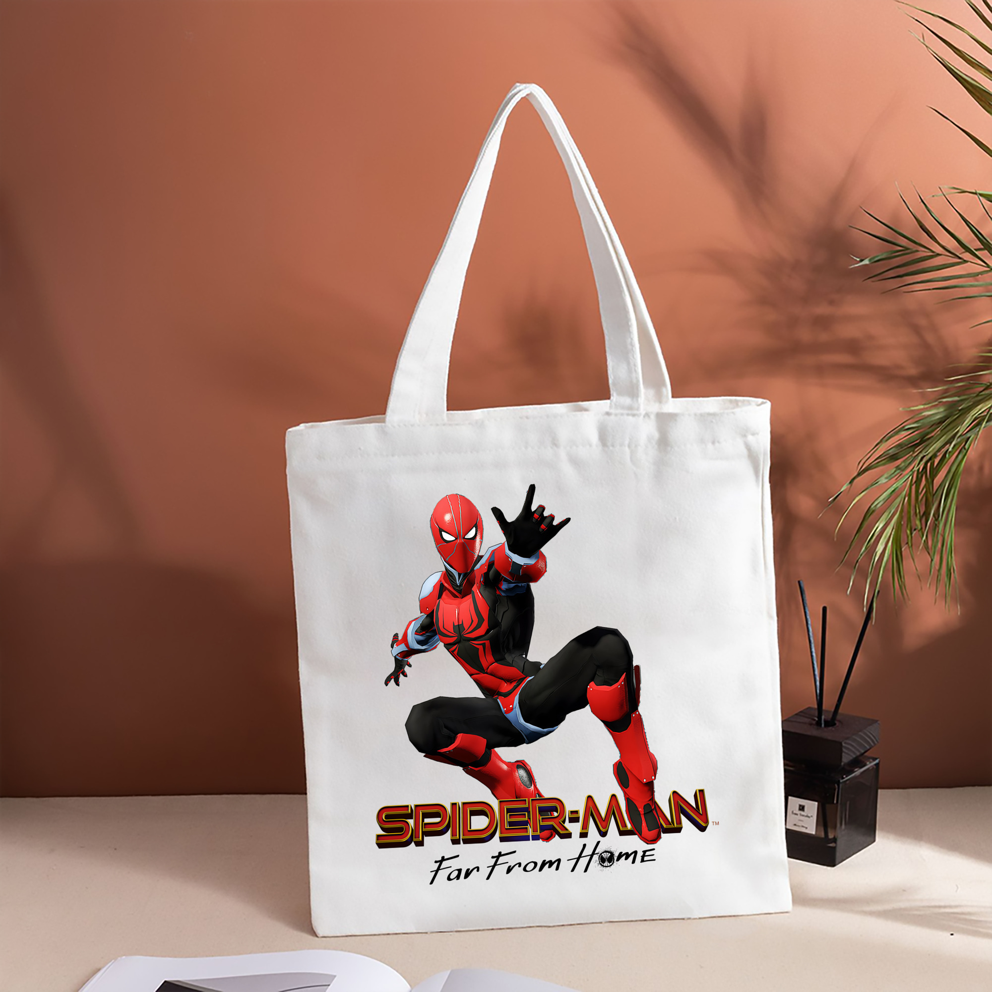 Spider Man スパイダーマン 縦型キャンバス生地手提げバッグ　トートバッグ