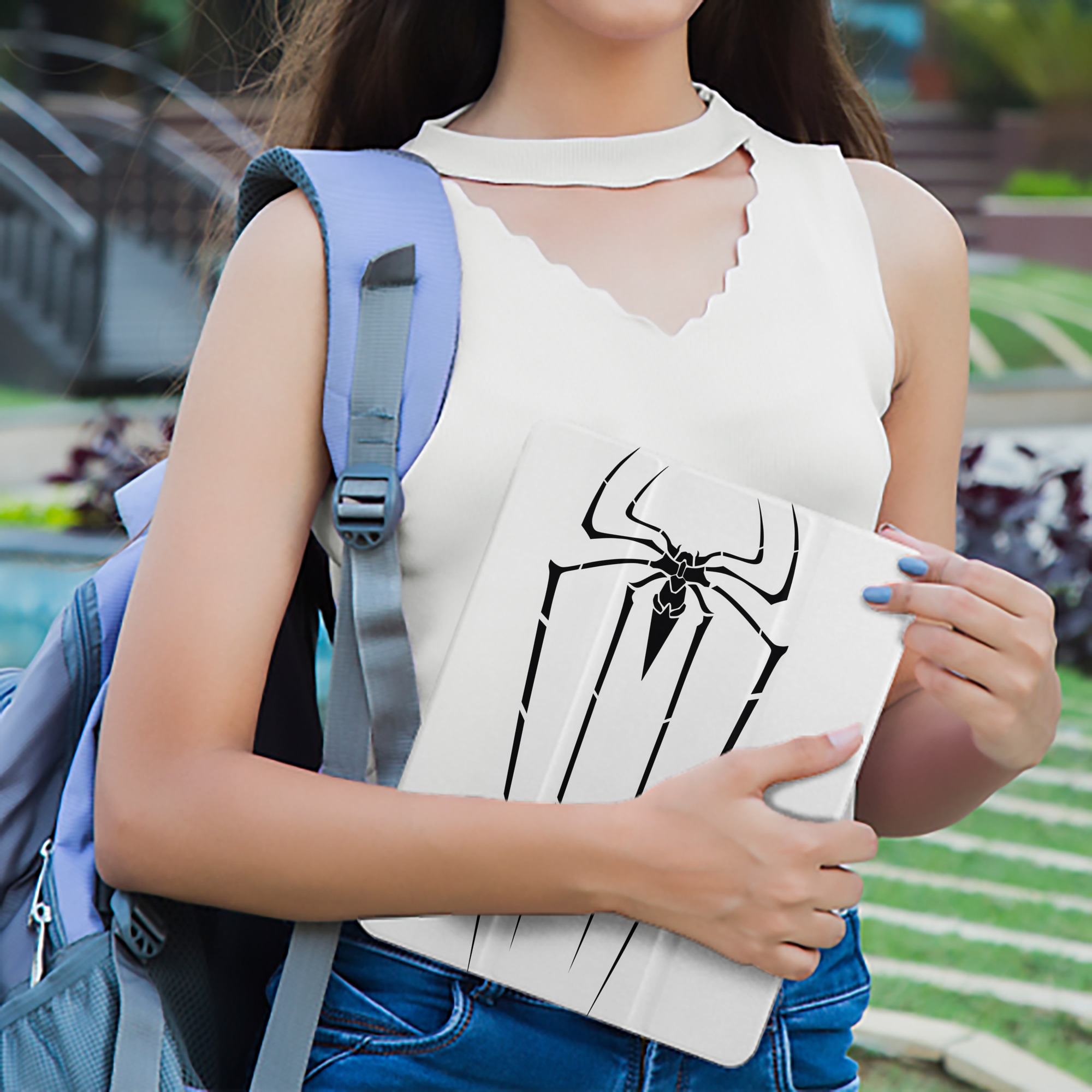 Spider Man スパイダーマン IPad ケース ペン収納付き 三つ折りスタンド PUレザー×シリコン 対応機種9.5/10.5/10.9インチ