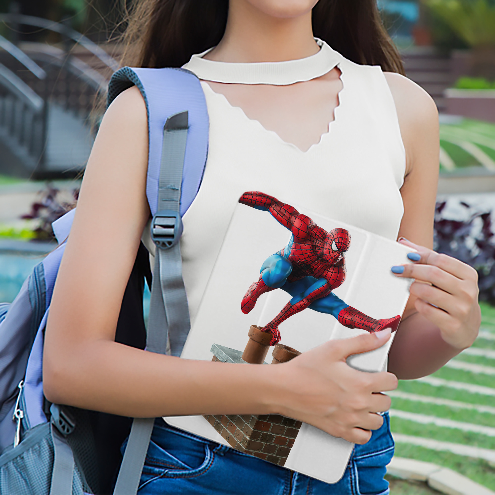 Spider Man スパイダーマン IPad ケース ペン収納付き 三つ折りスタンド PUレザー×シリコン 対応機種9.5/10.5/10.9インチ