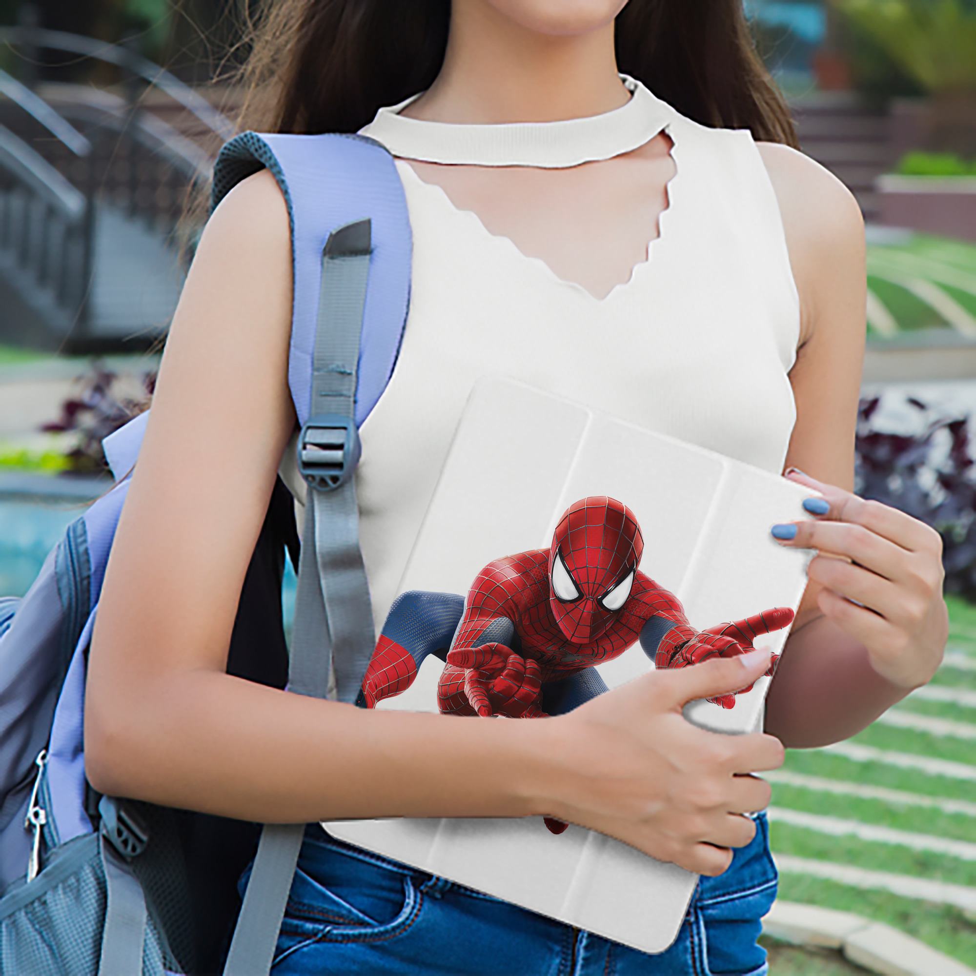 Spider Man スパイダーマン IPad ケース ペン収納付き 三つ折りスタンド PUレザー×シリコン 対応機種9.5/10.5/10.9インチ