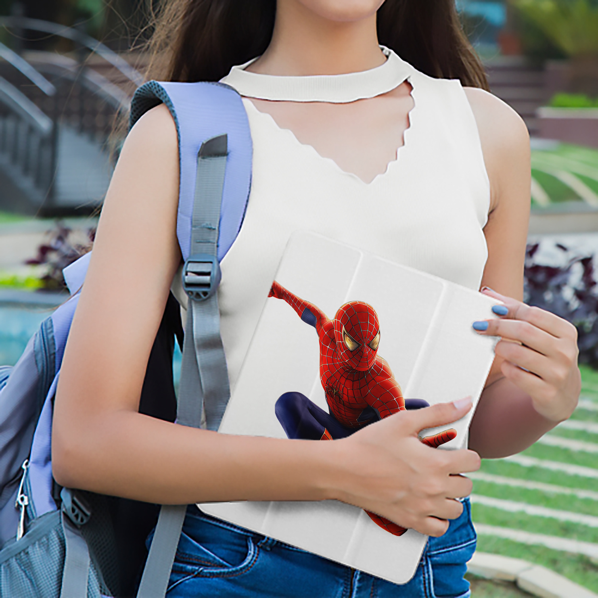 Spider Man スパイダーマン IPad ケース ペン収納付き 三つ折りスタンド PUレザー×シリコン 対応機種9.5/10.5/10.9インチ