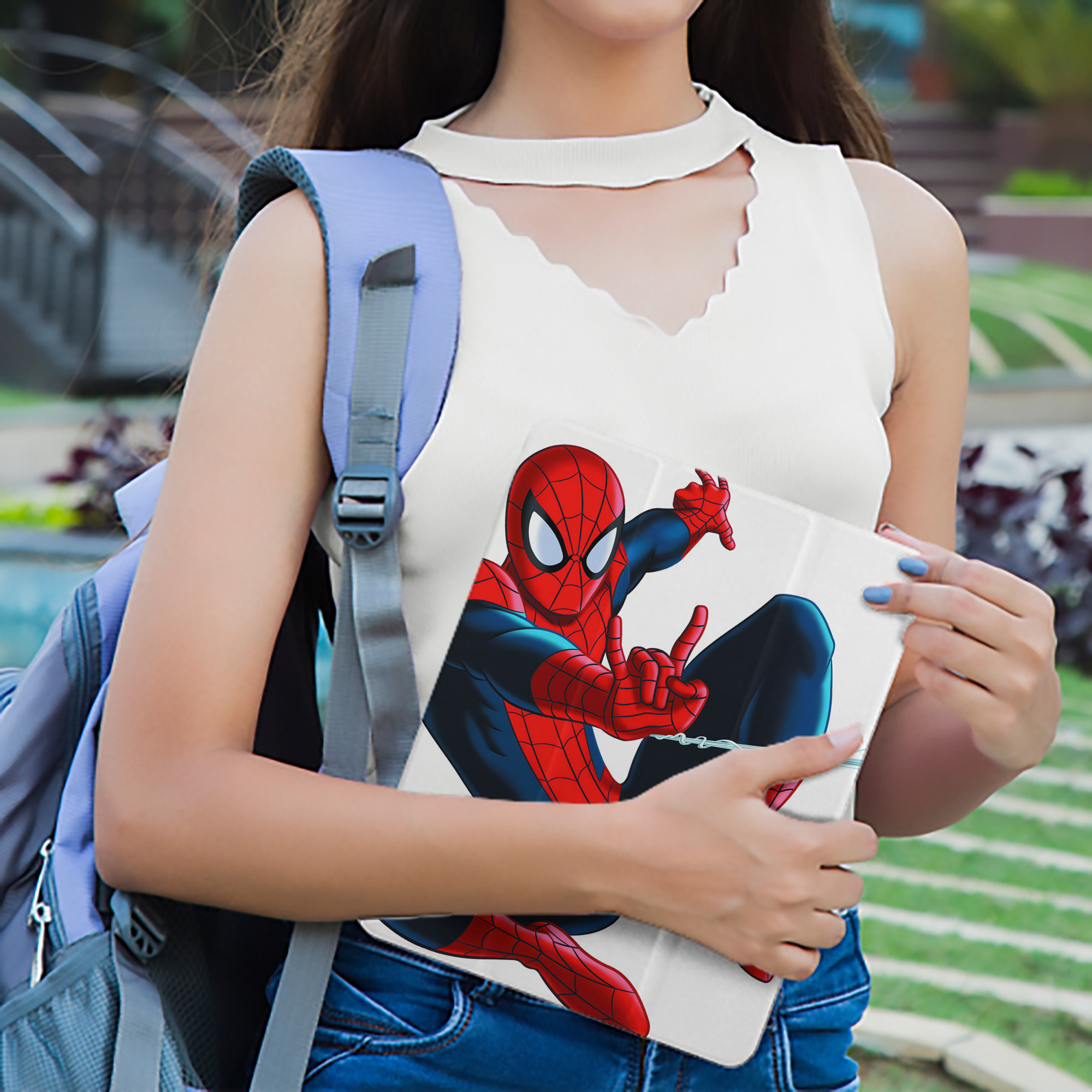 Spider Man スパイダーマン IPad ケース ペン収納付き 三つ折りスタンド PUレザー×シリコン 対応機種9.5/10.5/10.9インチ