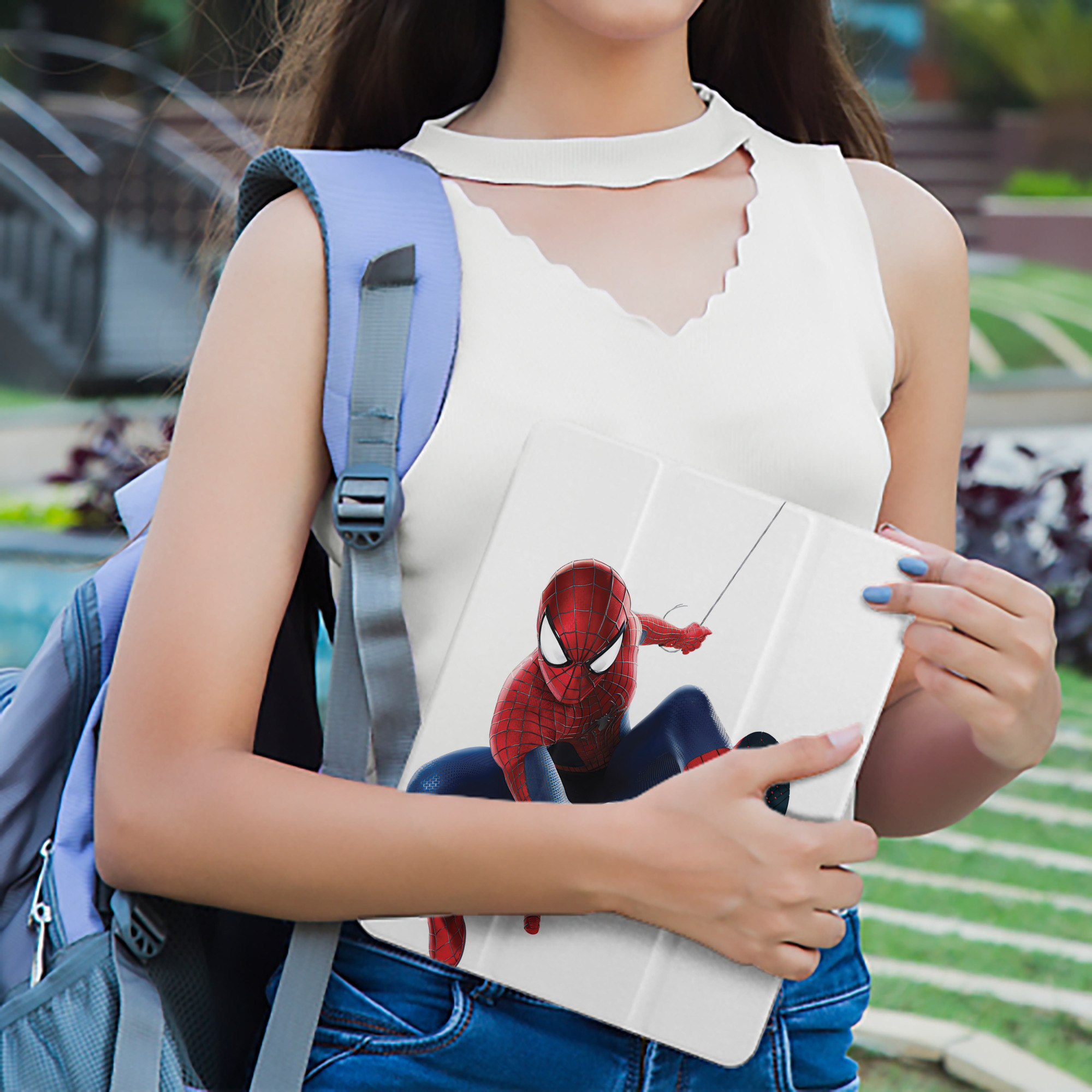 Spider Man スパイダーマン IPad ケース ペン収納付き 三つ折りスタンド PUレザー×シリコン 対応機種9.5/10.5/10.9インチ