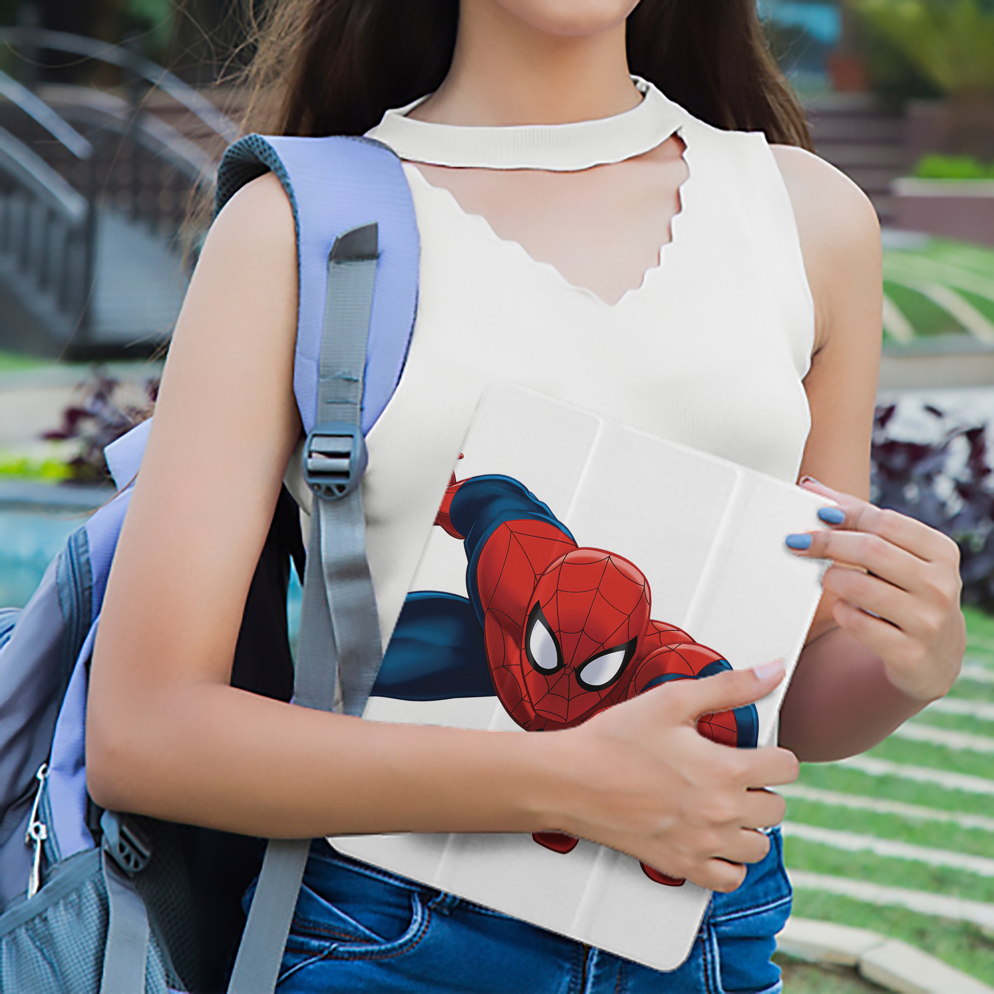 Spider Man スパイダーマン IPad ケース ペン収納付き 三つ折りスタンド PUレザー×シリコン 対応機種9.5/10.5/10.9インチ