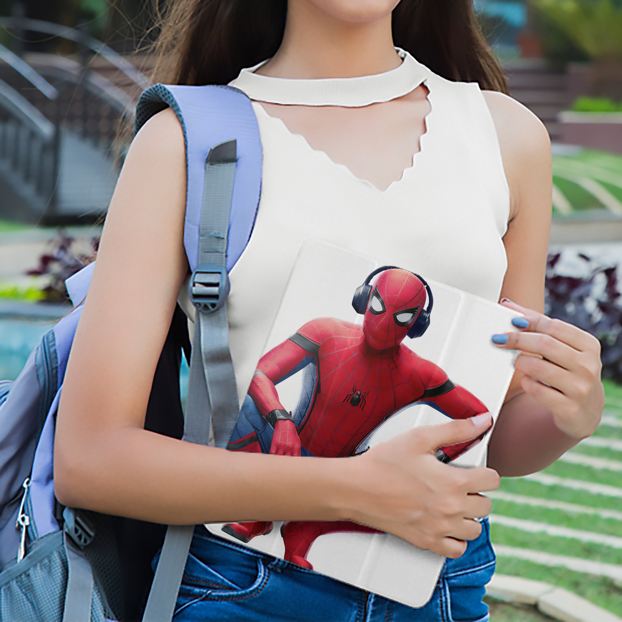 Spider Man スパイダーマン IPad ケース ペン収納付き 三つ折りスタンド PUレザー×シリコン 対応機種9.5/10.5/10.9インチ