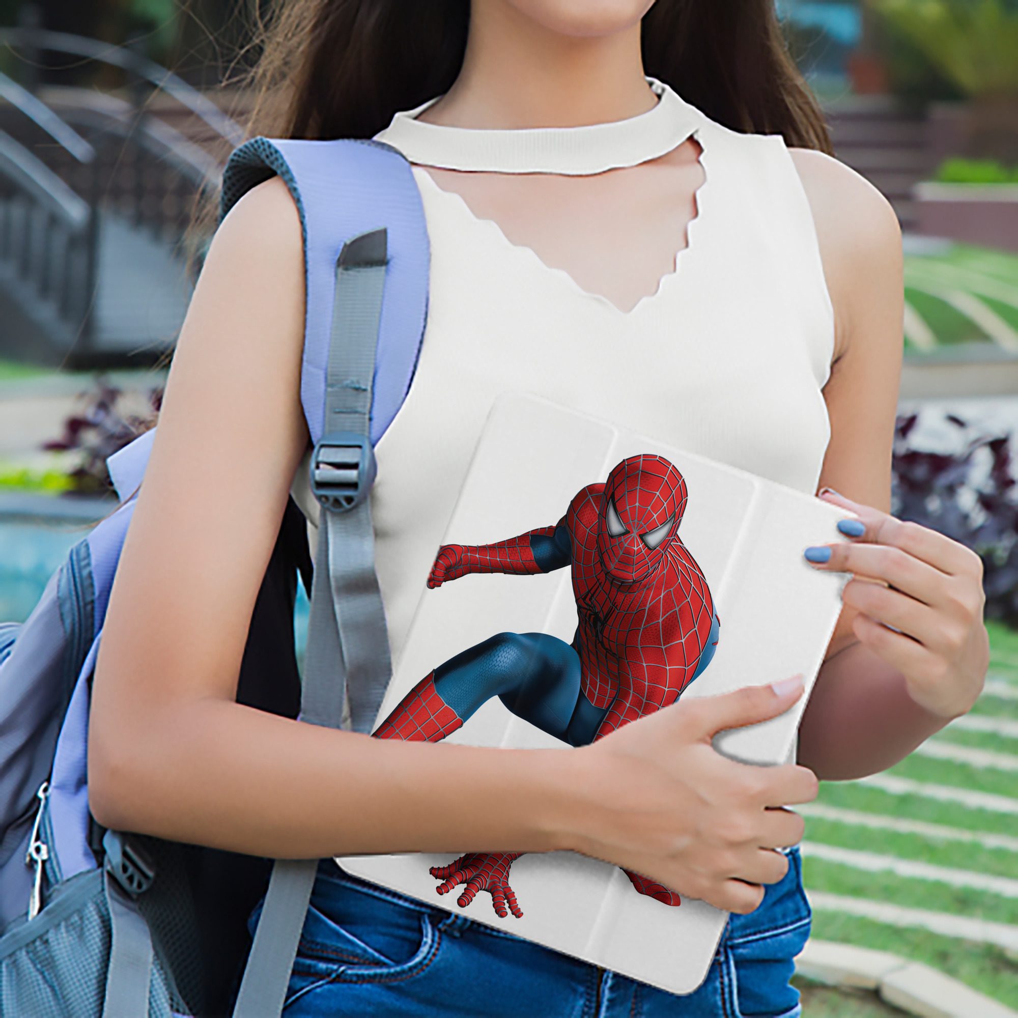 Spider Man スパイダーマン IPad ケース ペン収納付き 三つ折りスタンド PUレザー×シリコン 対応機種9.5/10.5/10.9インチ