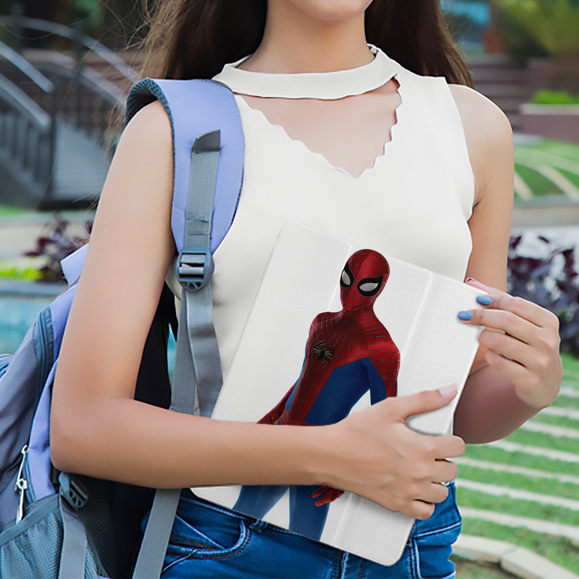 Spider Man スパイダーマン IPad ケース ペン収納付き 三つ折りスタンド PUレザー×シリコン 対応機種9.5/10.5/10.9インチ