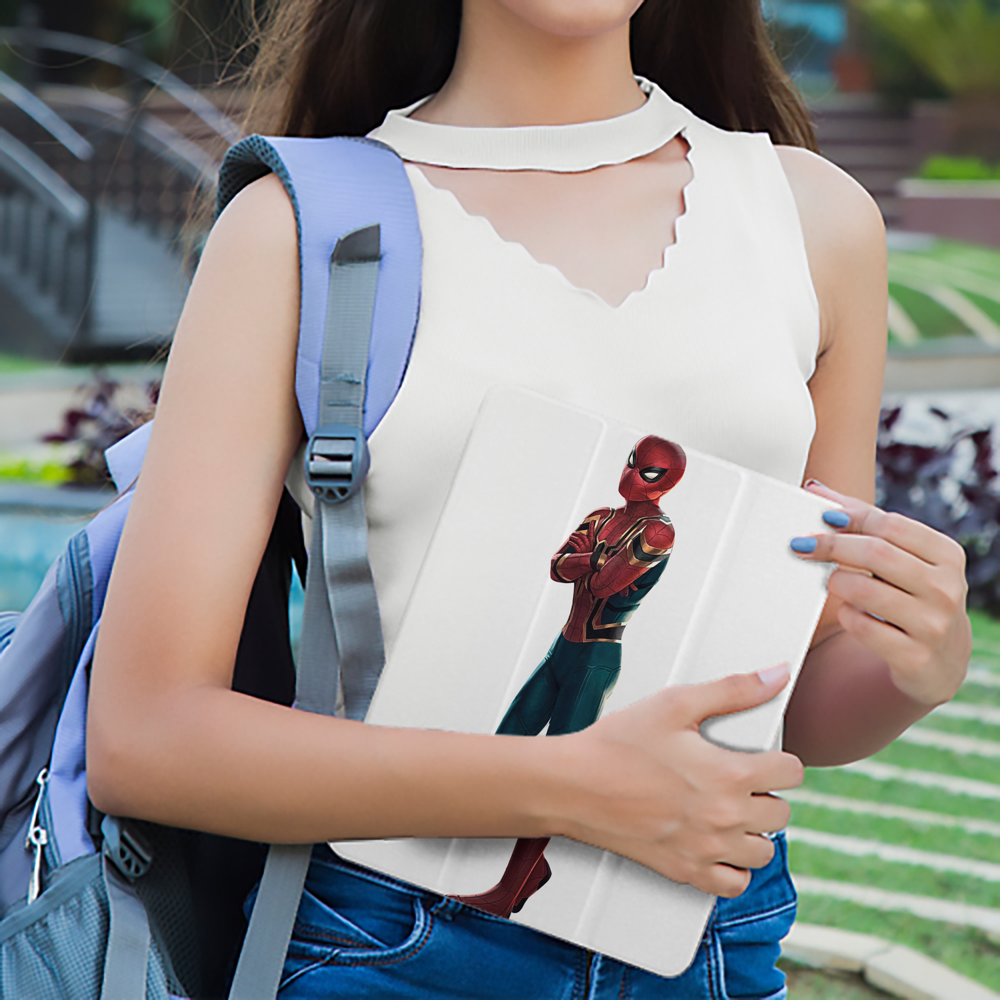 Spider Man スパイダーマン IPad ケース ペン収納付き 三つ折りスタンド PUレザー×シリコン 対応機種9.5/10.5/10.9インチ