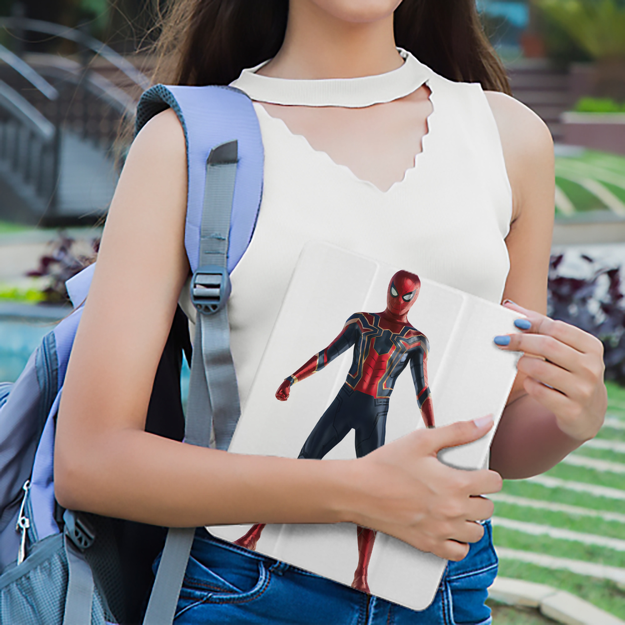 Spider Man スパイダーマン IPad ケース ペン収納付き 三つ折りスタンド PUレザー×シリコン 対応機種9.5/10.5/10.9インチ