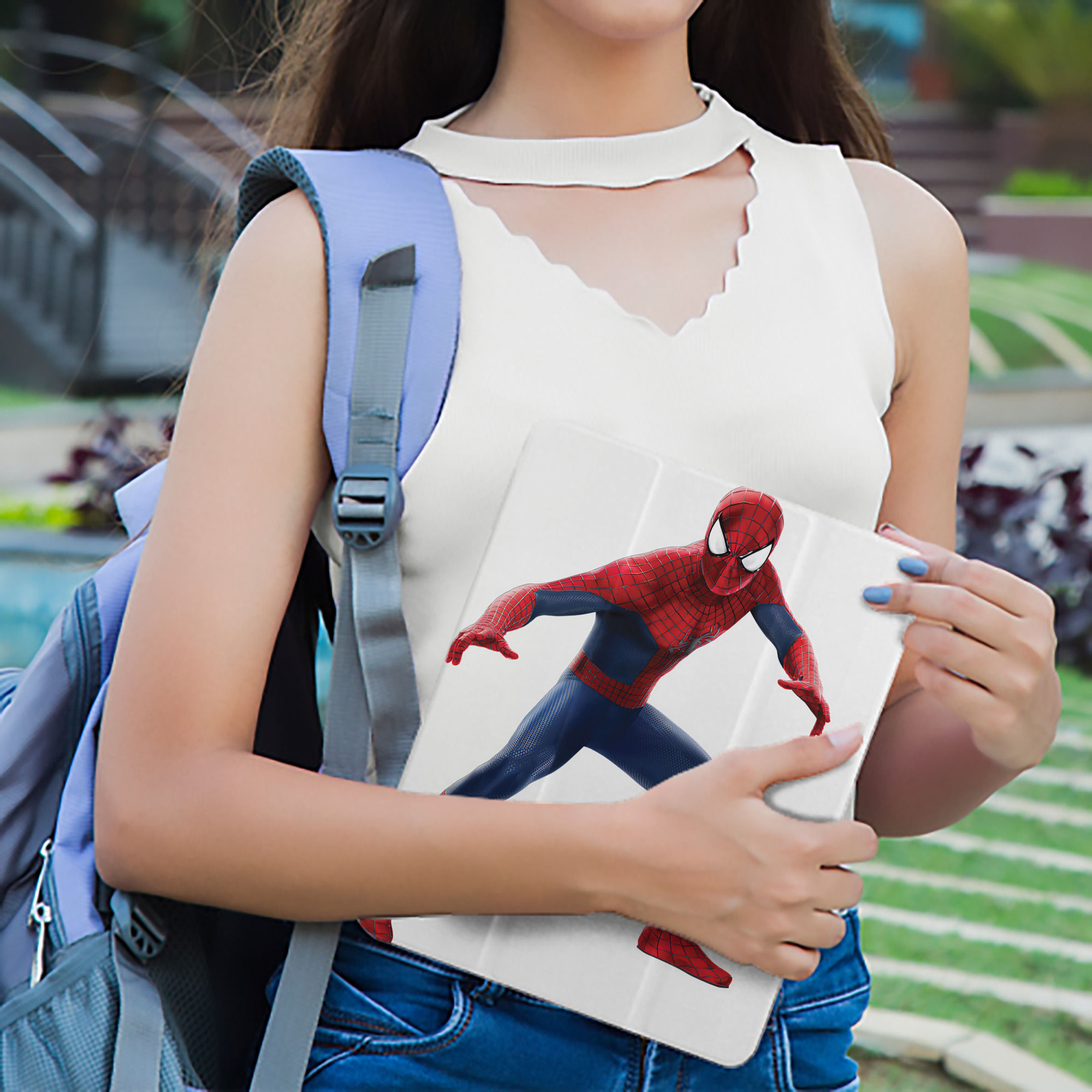 Spider Man スパイダーマン IPad ケース ペン収納付き 三つ折りスタンド PUレザー×シリコン 対応機種9.5/10.5/10.9インチ