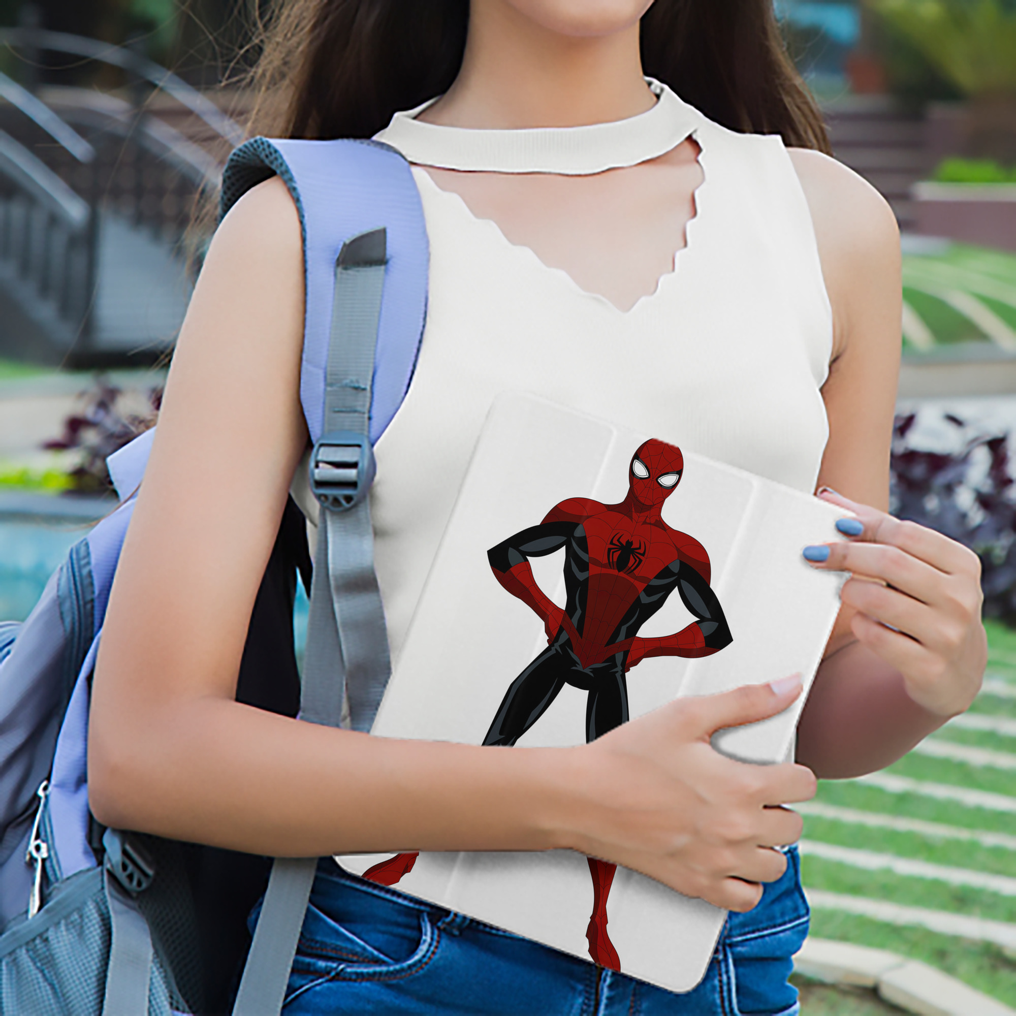 Spider Man スパイダーマン IPad ケース ペン収納付き 三つ折りスタンド PUレザー×シリコン 対応機種9.5/10.5/10.9インチ